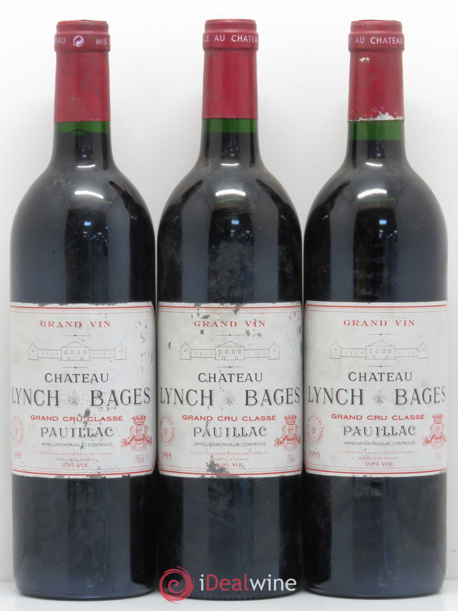 Château Lynch Bages 5ème Grand Cru Classé 1995 - Lot de 3 bouteilles - 0