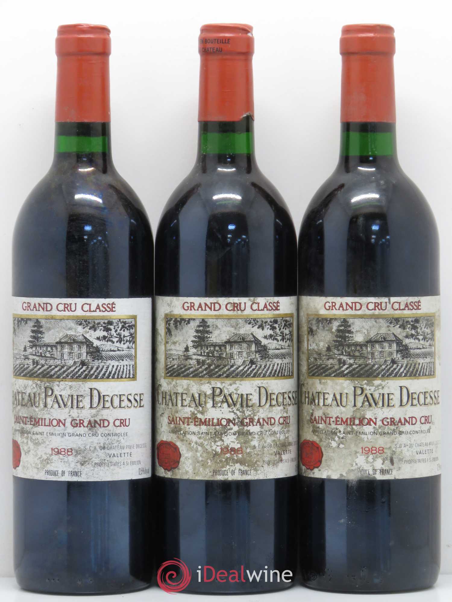 Château Pavie Decesse Grand Cru Classé 1988 - Lot de 3 bouteilles - 0