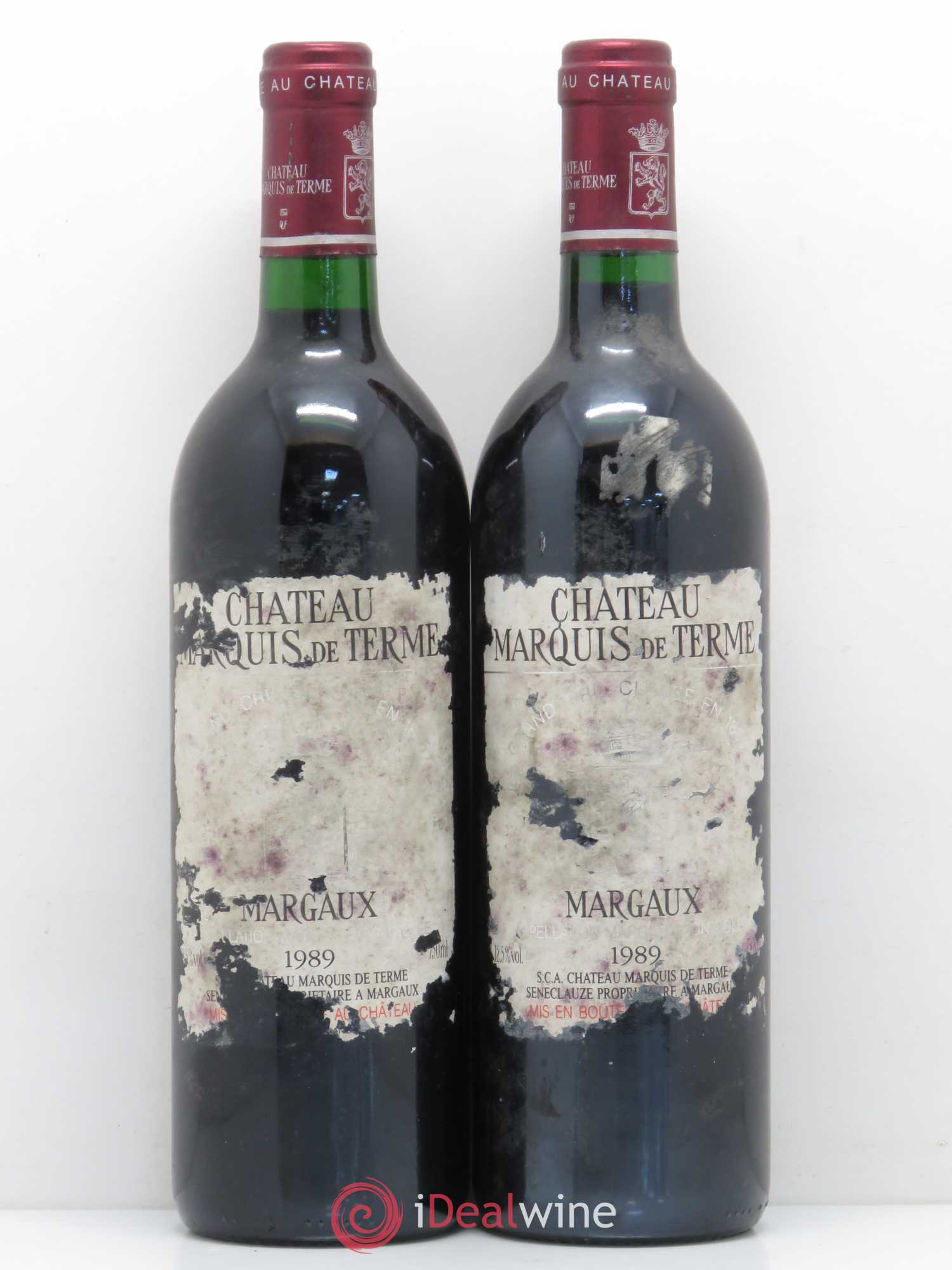 Château Marquis de Terme 4ème Grand Cru Classé 1989 - Lot de 2 bouteilles - 0