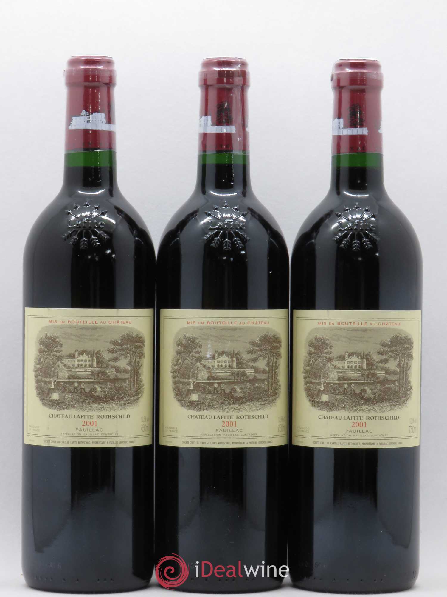 Château Lafite Rothschild 1er Grand Cru Classé 2001 - Lot de 3 bouteilles - 0