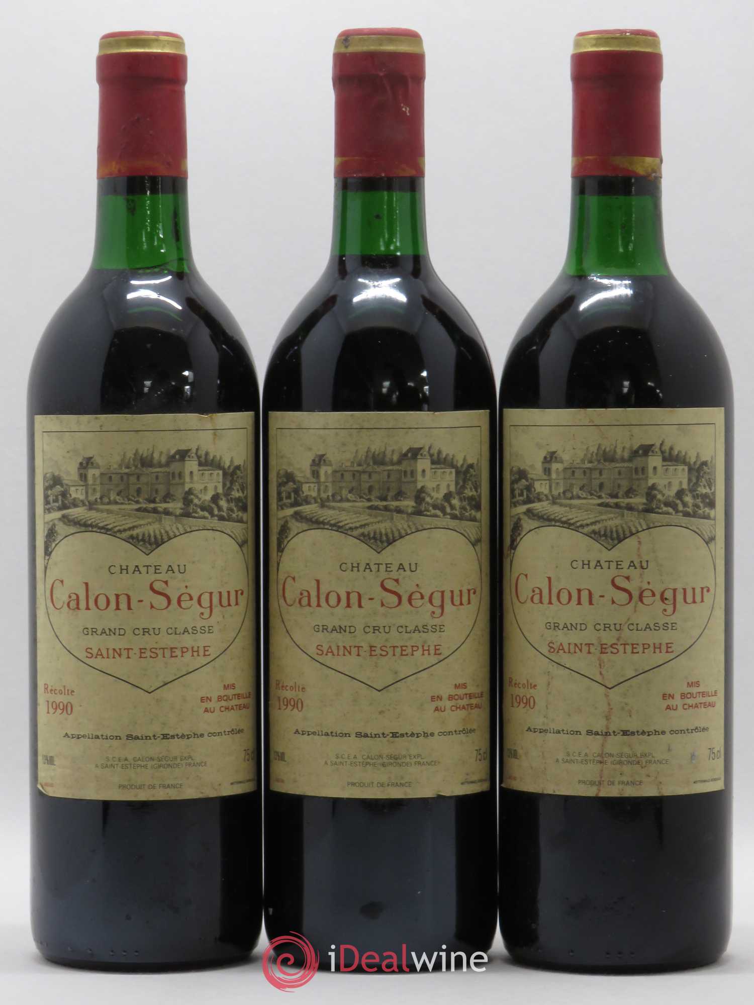 Château Calon Ségur 3ème Grand Cru Classé 1990 - Lot de 3 bouteilles - 0
