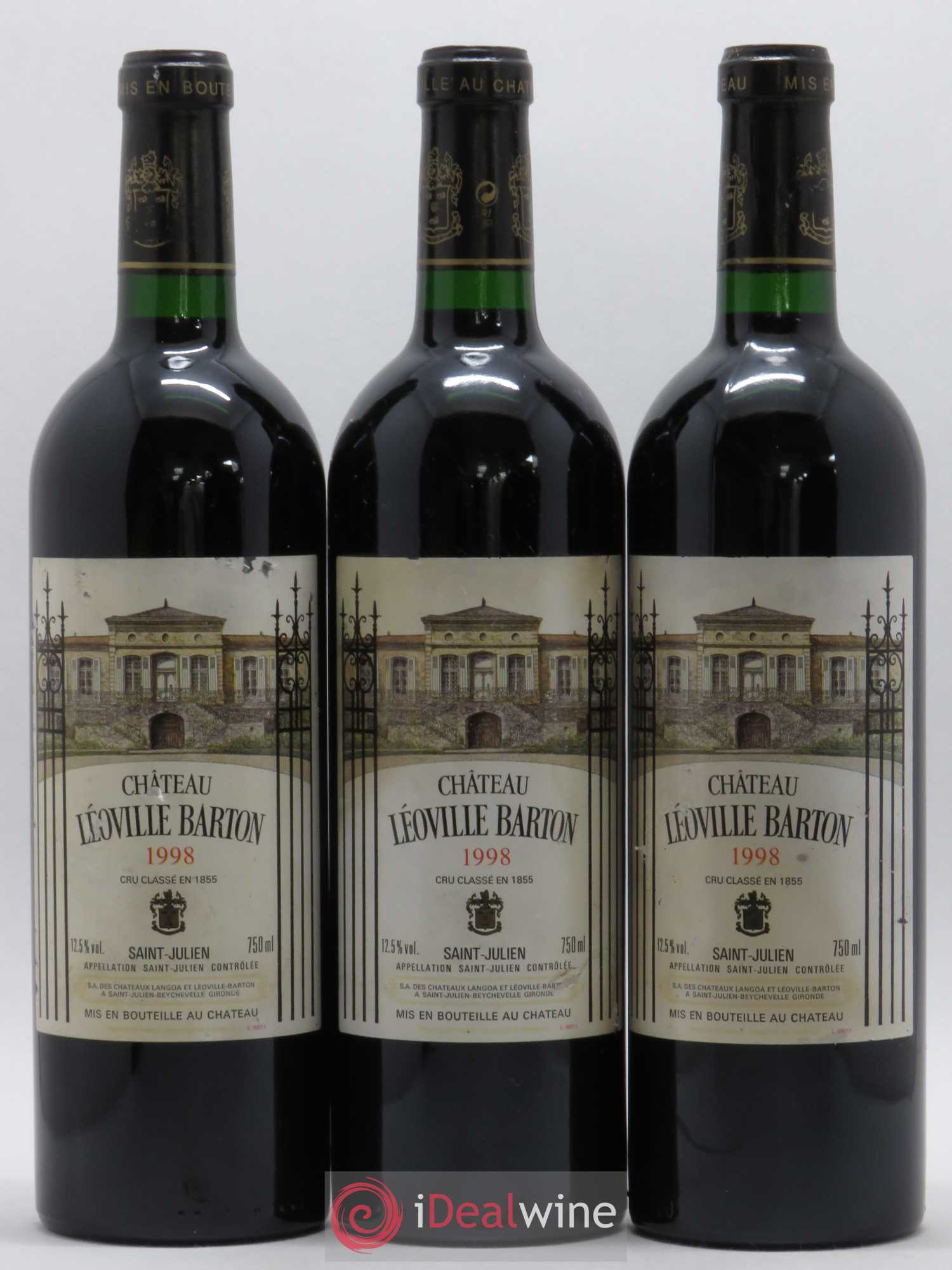 Château Léoville Barton 2ème Grand Cru Classé 1998 - Lot de 3 bouteilles - 0