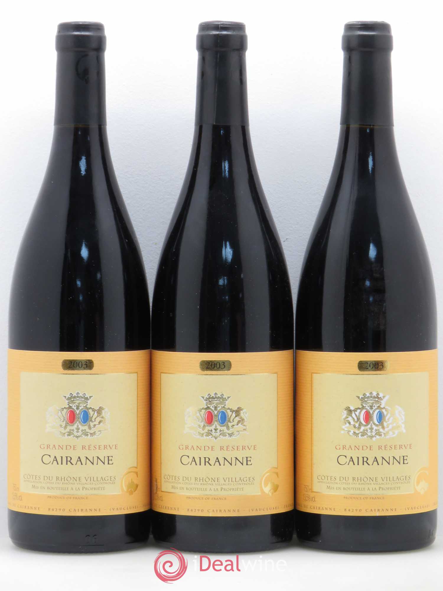 Côtes-du-Rhône-Villages Cairanne Caves De Cairanne Grande Réserve (sans prix de réserve) 2003 - Posten von 3 Flaschen - 0