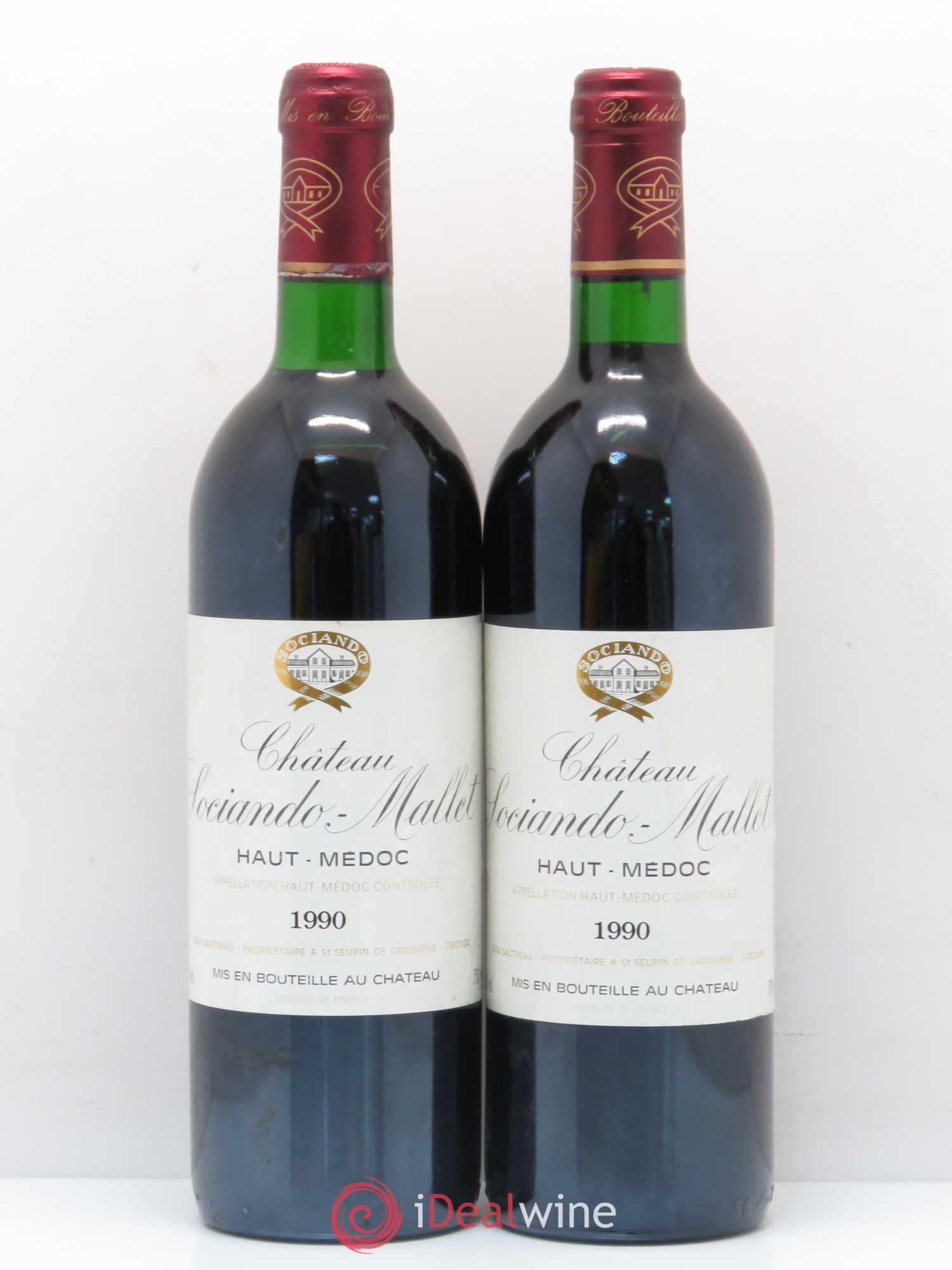 Château Sociando Mallet 1990 - Lot de 2 bouteilles - 0