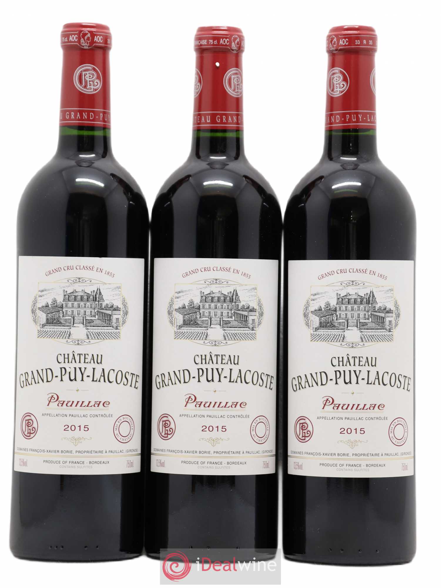 Château Grand Puy Lacoste 5ème Grand Cru Classé 2015 - Lot de 3 bouteilles - 0