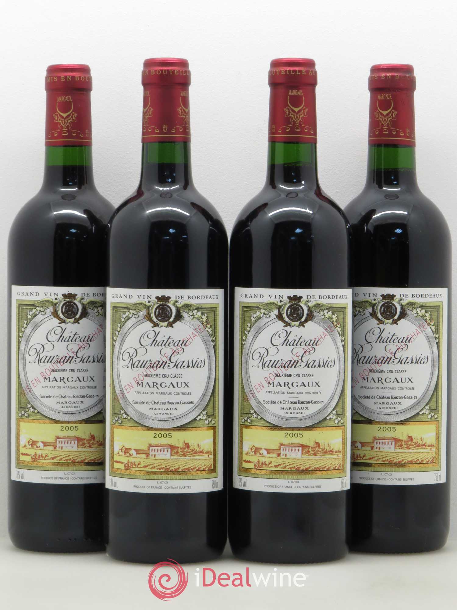 Château Rauzan-Gassies 2ème Grand Cru Classé 2005 - Lot de 4 bouteilles - 0