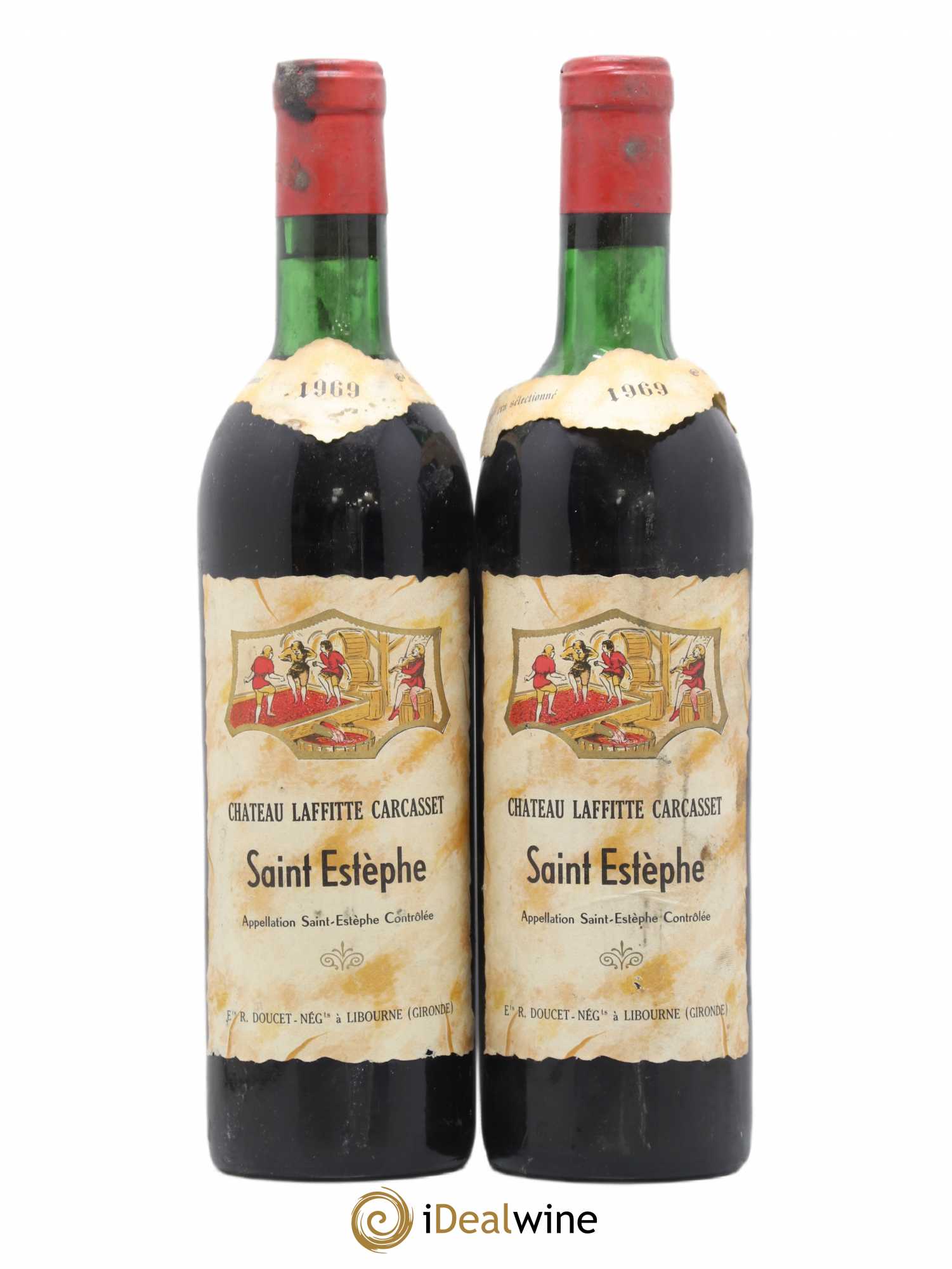 Château Saint-Estèphe Chateau Laffitte Carcasset Négociant Doucet (sans prix de réserve) 1969 - Posten von 2 Flaschen - 0