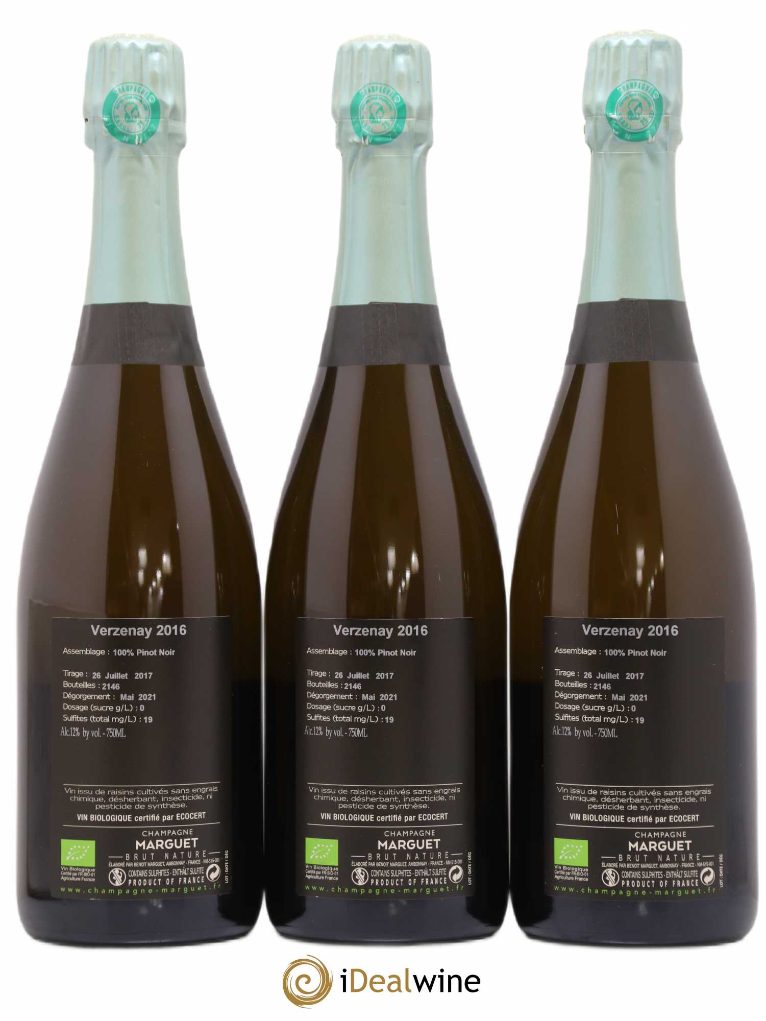 Verzenay Brut Nature Marguet 2016 - Lot de 3 bouteilles - 1
