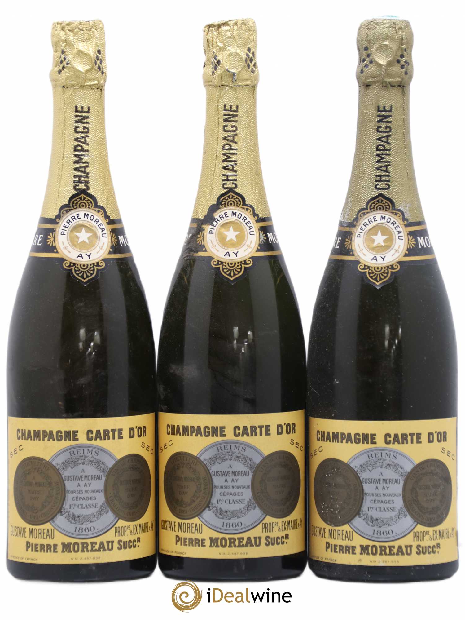Champagne Philippe Moreau Carte d'or sec - Posten von 3 Flaschen - 0