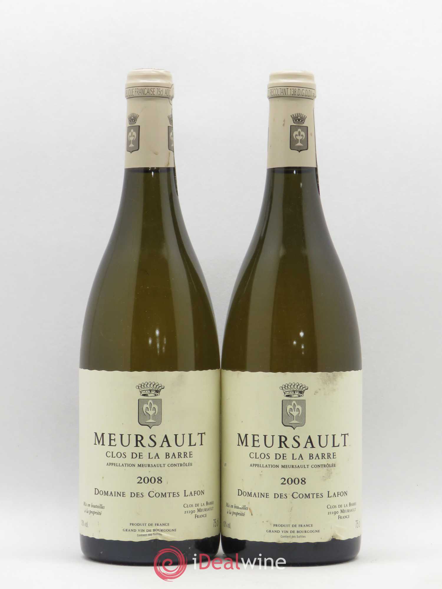 Meursault Clos de la Barre Comtes Lafon (Domaine des) 2008 - Lot de 2 bouteilles - 0