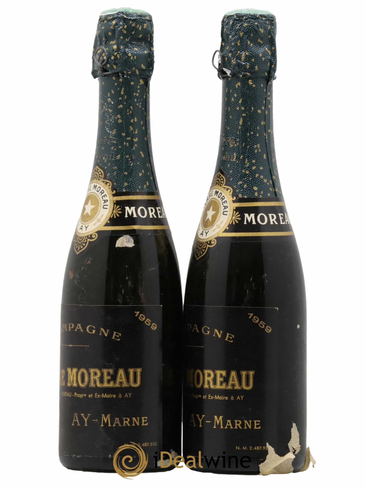 Champagne Brut Pierre Moreau 1959 - Lot de 2 demi bouteilles - 1