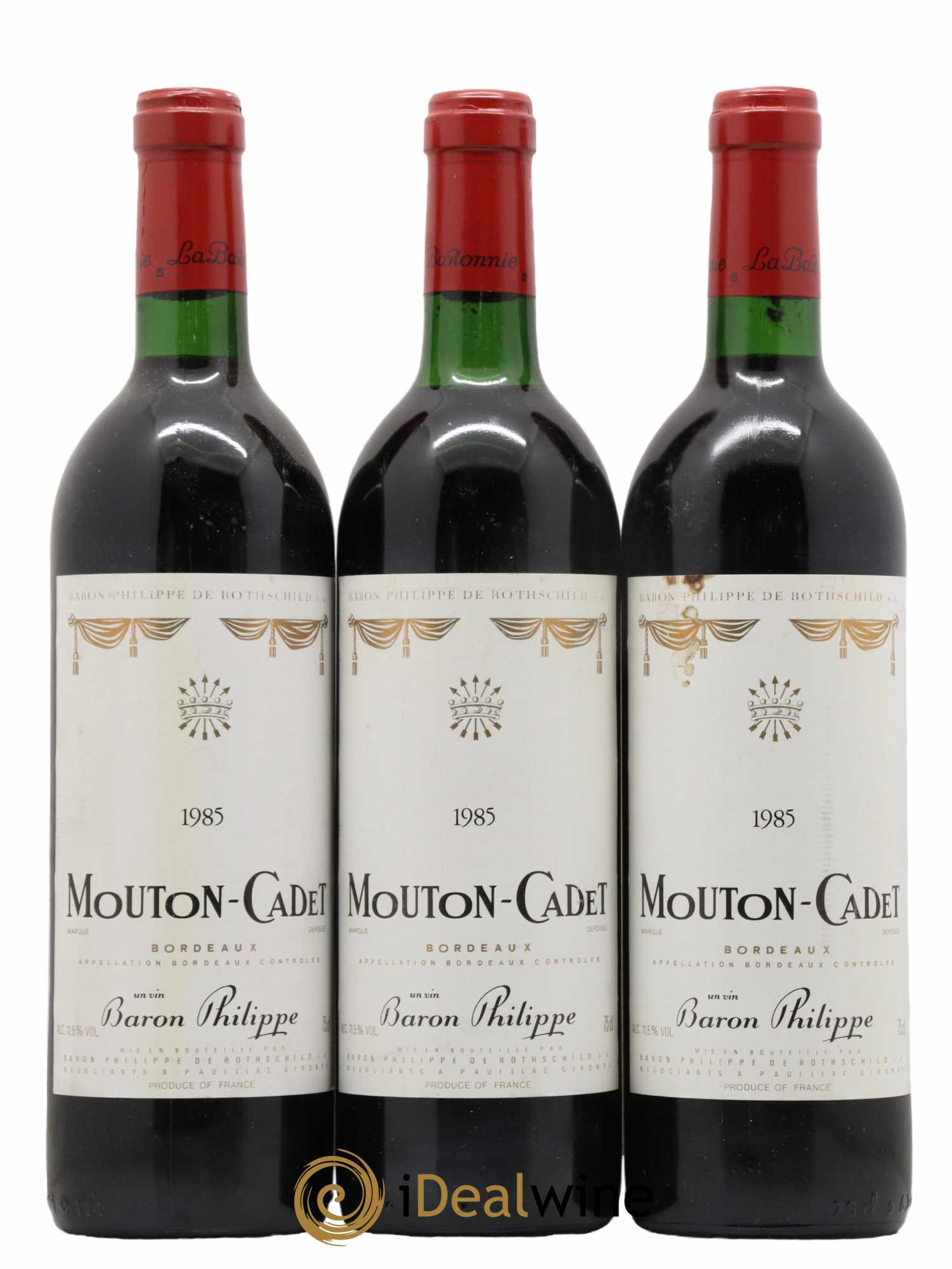 Château Mouton Cadet 1985 - Lot de 3 bouteilles - 0