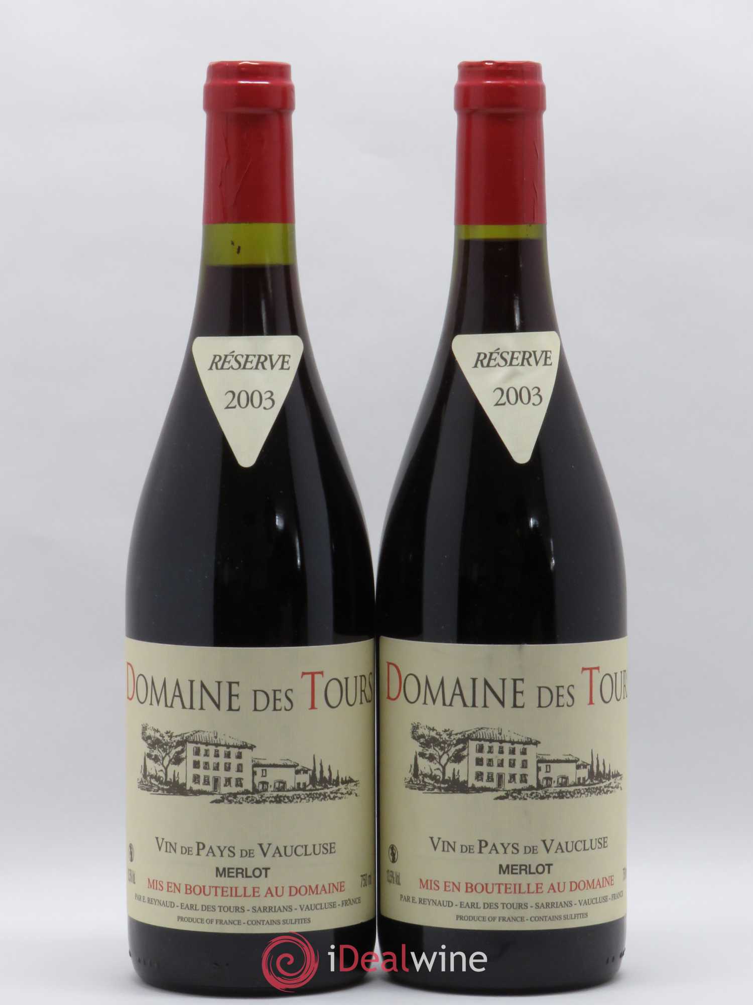 Vaucluse Domaine des Tours Merlot Emmanuel Reynaud 2003 - Lot de 2 bouteilles - 0