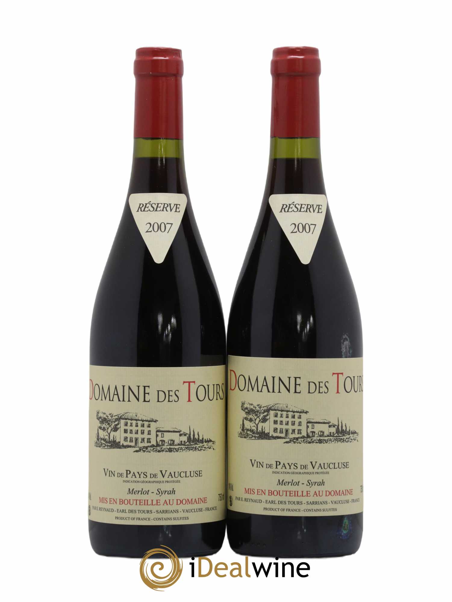 Vaucluse Domaine des Tours Merlot-Syrah Emmanuel Reynaud 2007 - Lot de 2 bouteilles - 0