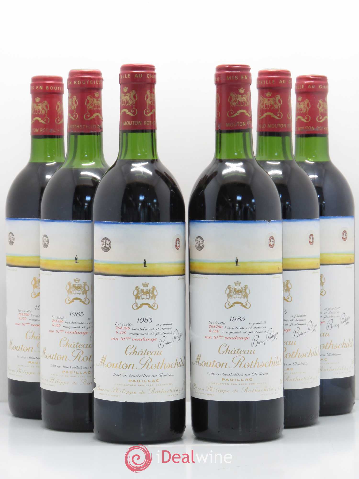 Château Mouton Rothschild 1er Grand Cru Classé 1983 - Lot de 6 bouteilles - 0