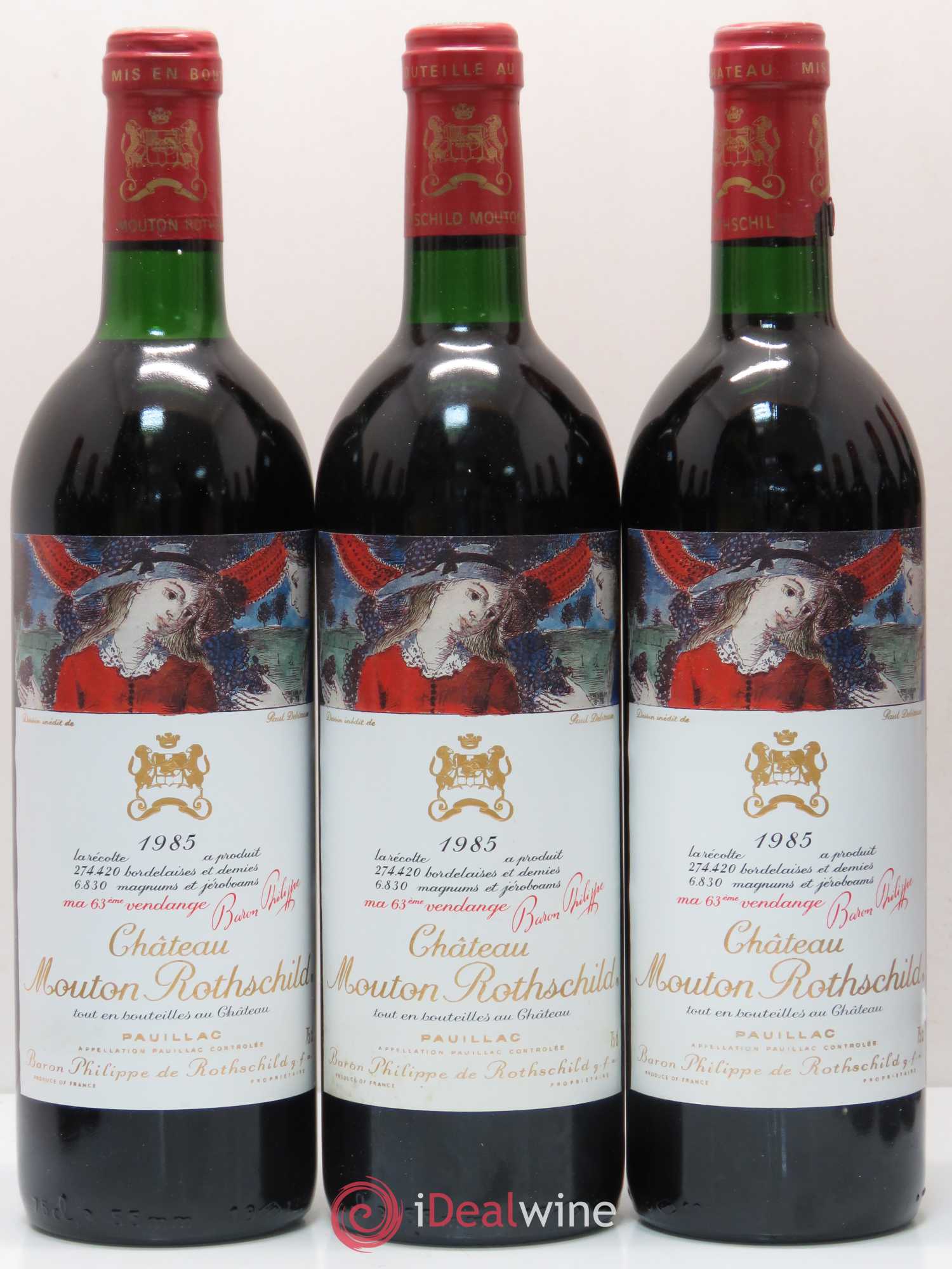 Château Mouton Rothschild 1er Grand Cru Classé 1985 - Lot de 12 bouteilles - 1
