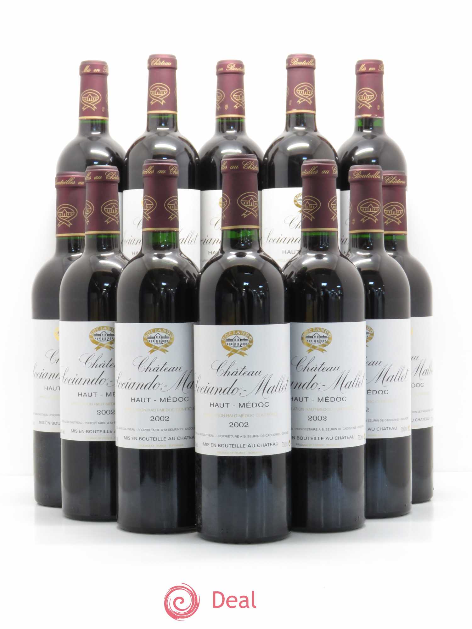 Château Sociando Mallet 2002 - Lot de 12 bouteilles - 0