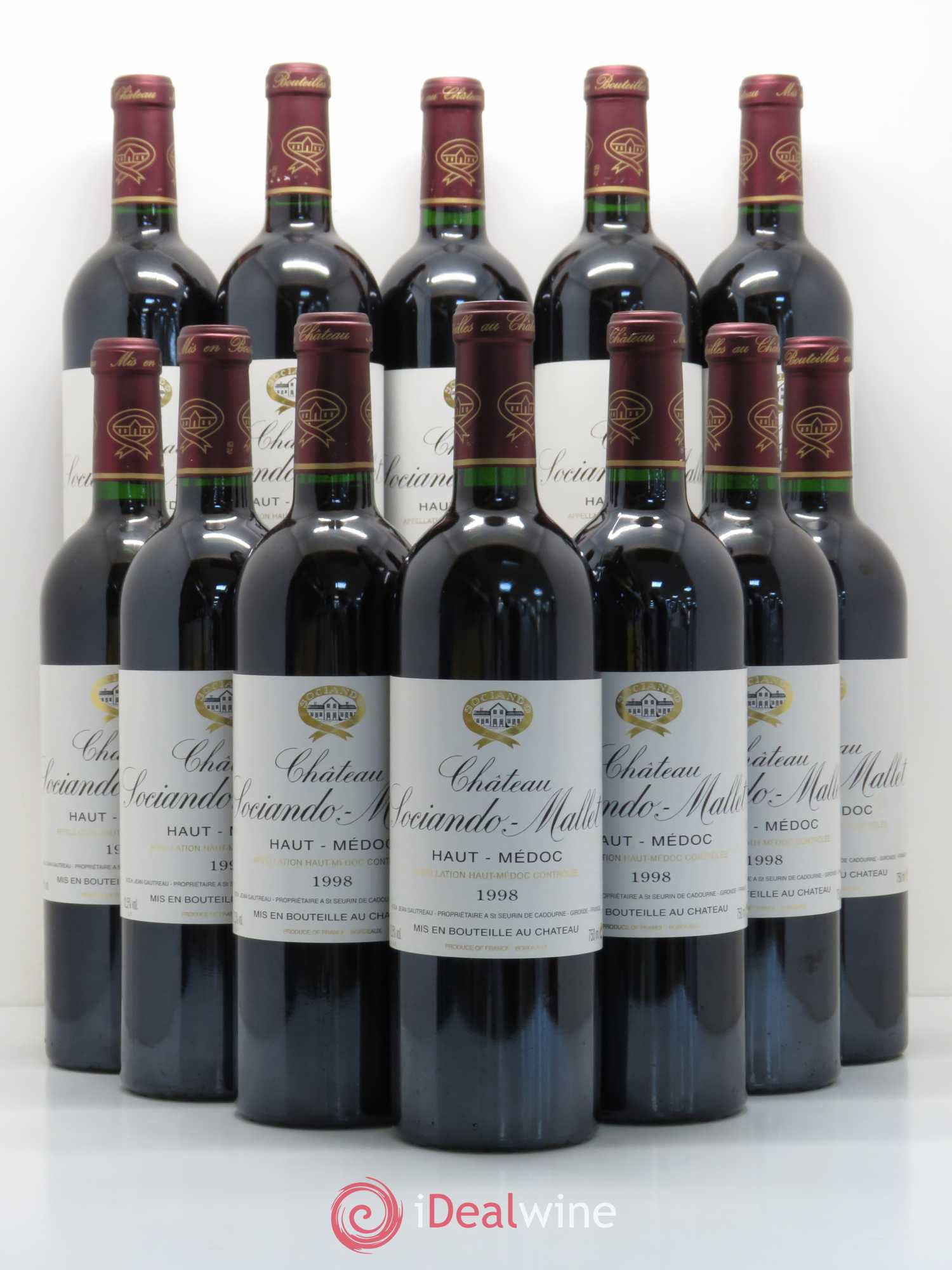 Château Sociando Mallet 1998 - Lot de 12 bouteilles - 0