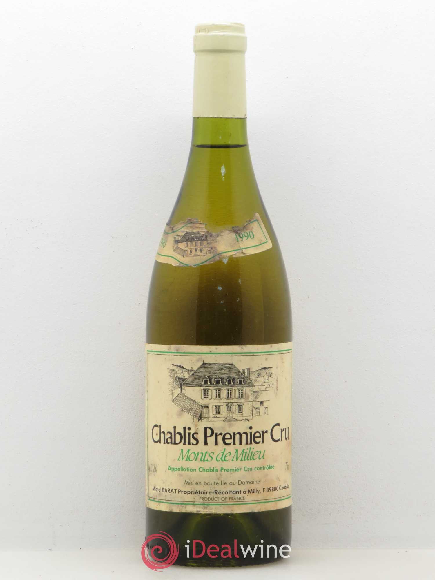 Chablis 1er Cru Mont de Milieu Michel Barat 1990 - Posten von 1 Flasche - 0