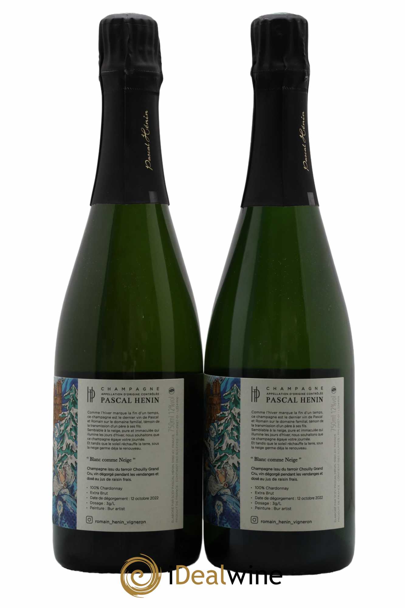 Champagne Blanc Comme Neige Bur Artist Romain Hénin - Lot de 2 bouteilles - 1