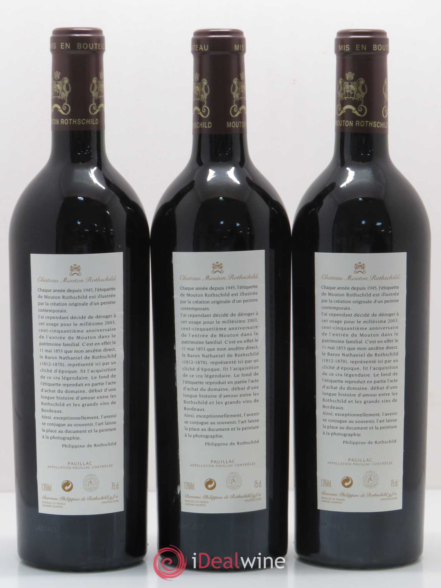 Château Mouton Rothschild 1er Grand Cru Classé 2003 - Lot de 12 bouteilles - 2