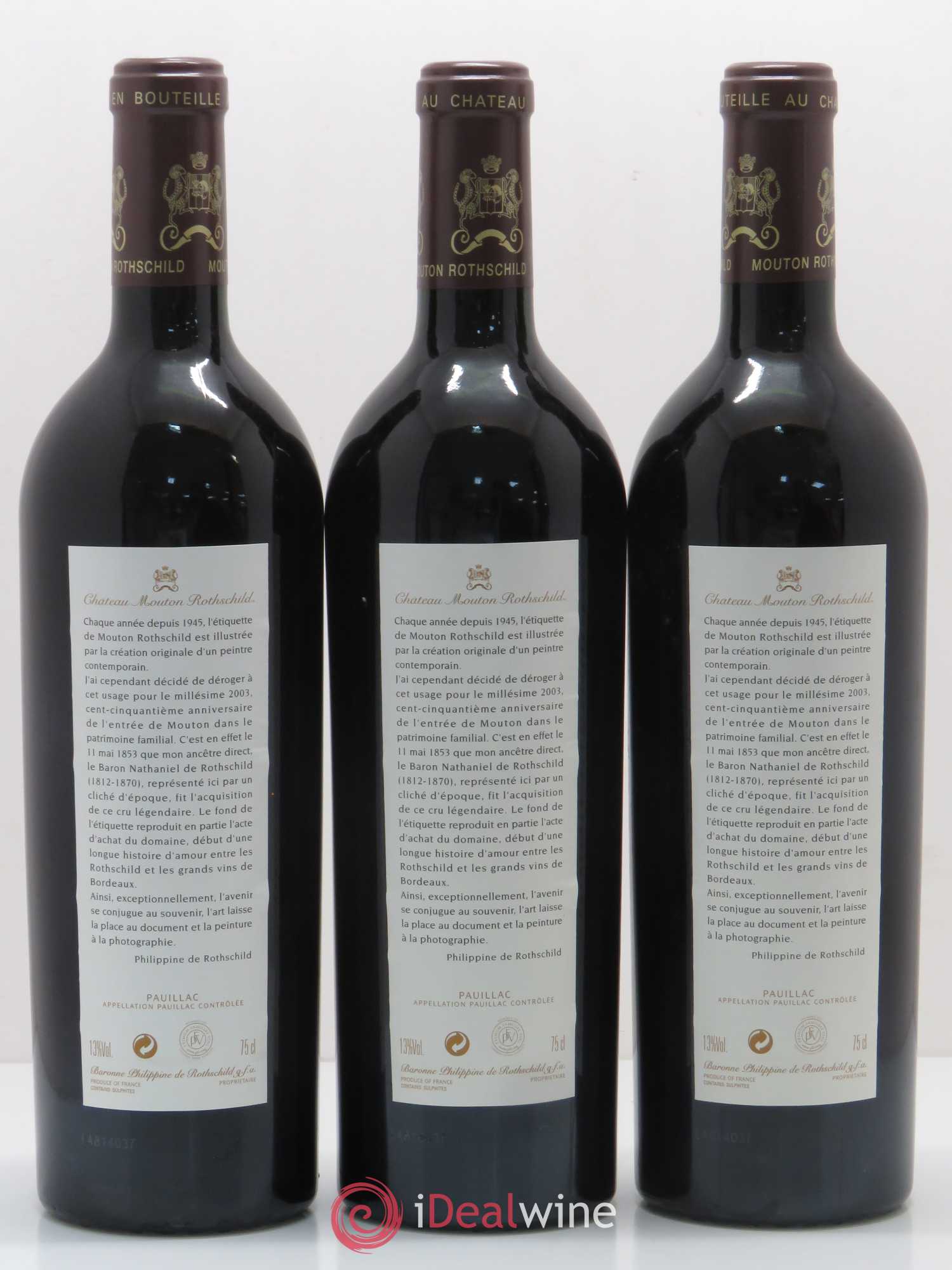 Château Mouton Rothschild 1er Grand Cru Classé 2003 - Lot de 12 bouteilles - 4