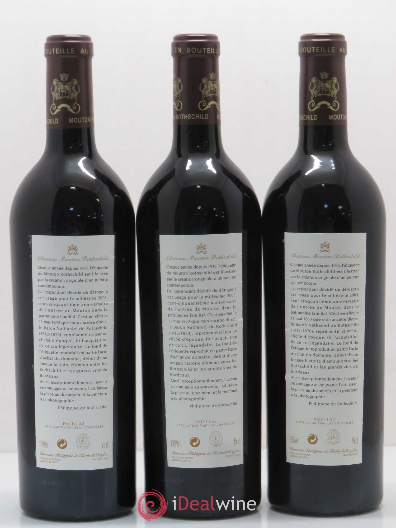 Château Mouton Rothschild 1er Grand Cru Classé 2003 - Lot de 12 bouteilles - 8