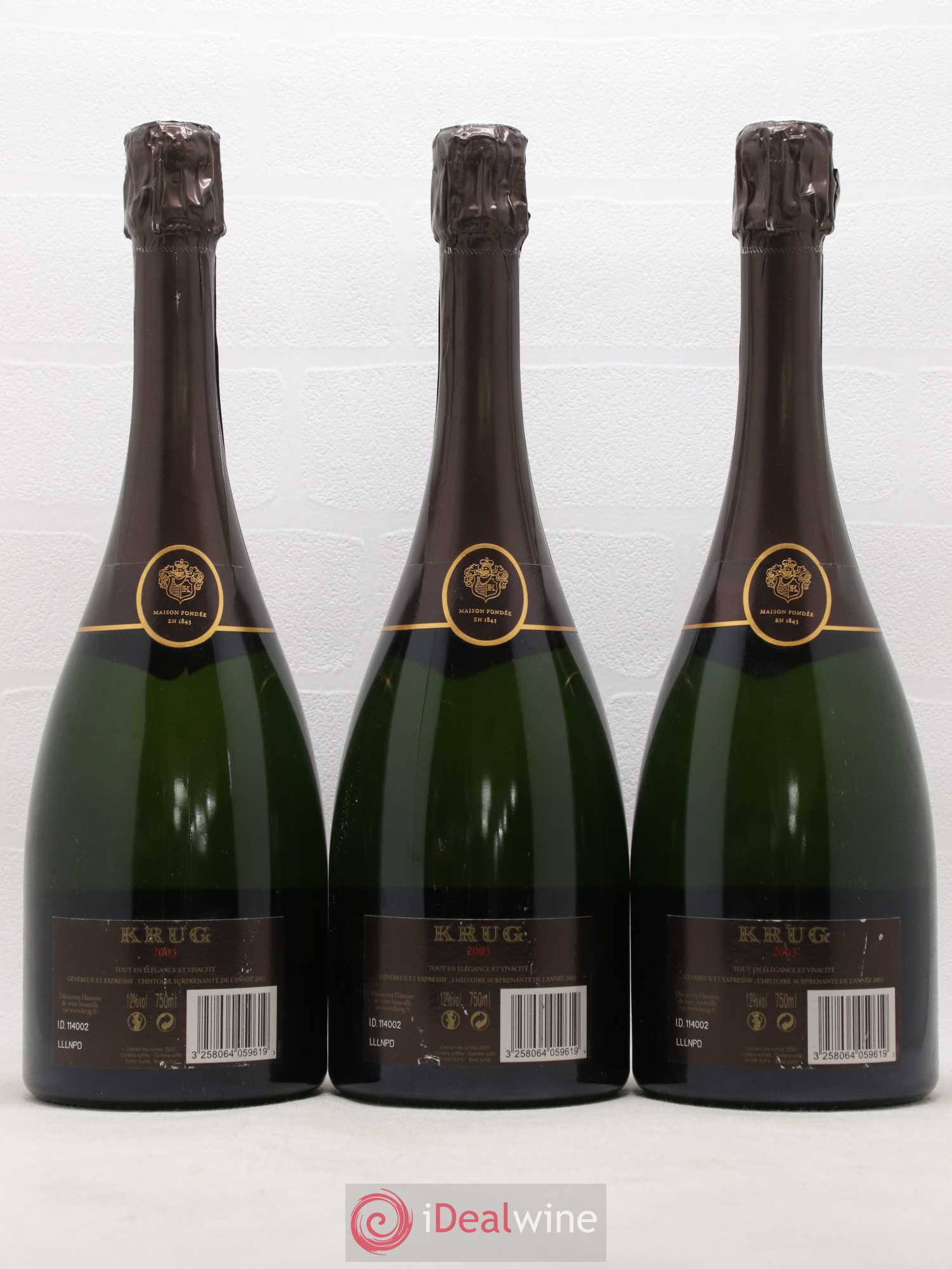 Vintage Krug 2003 - Lot de 3 bouteilles - 1