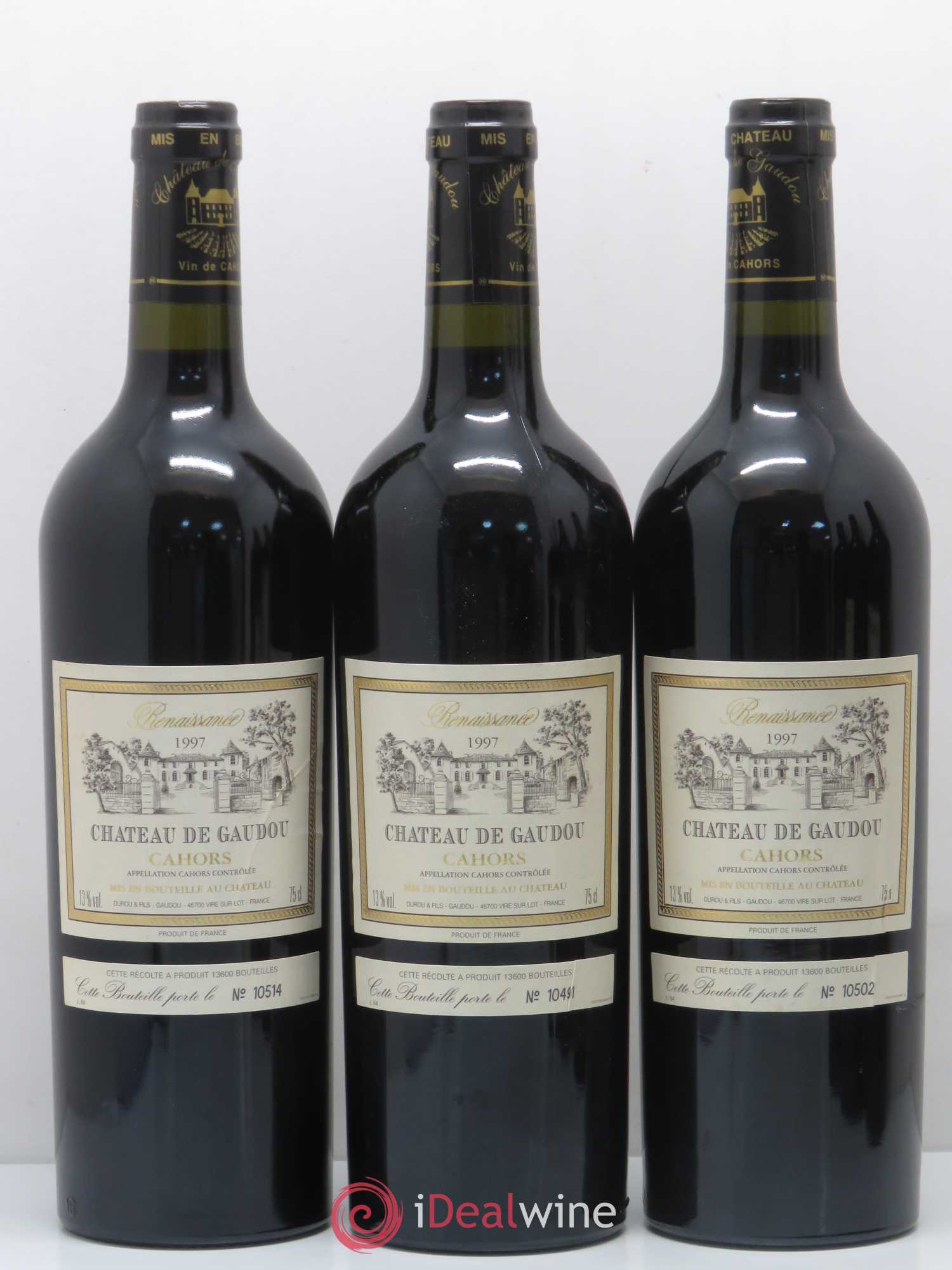 Cahors Château de Gaudou Renaissance 1997 - Lot de 6 bouteilles - 1