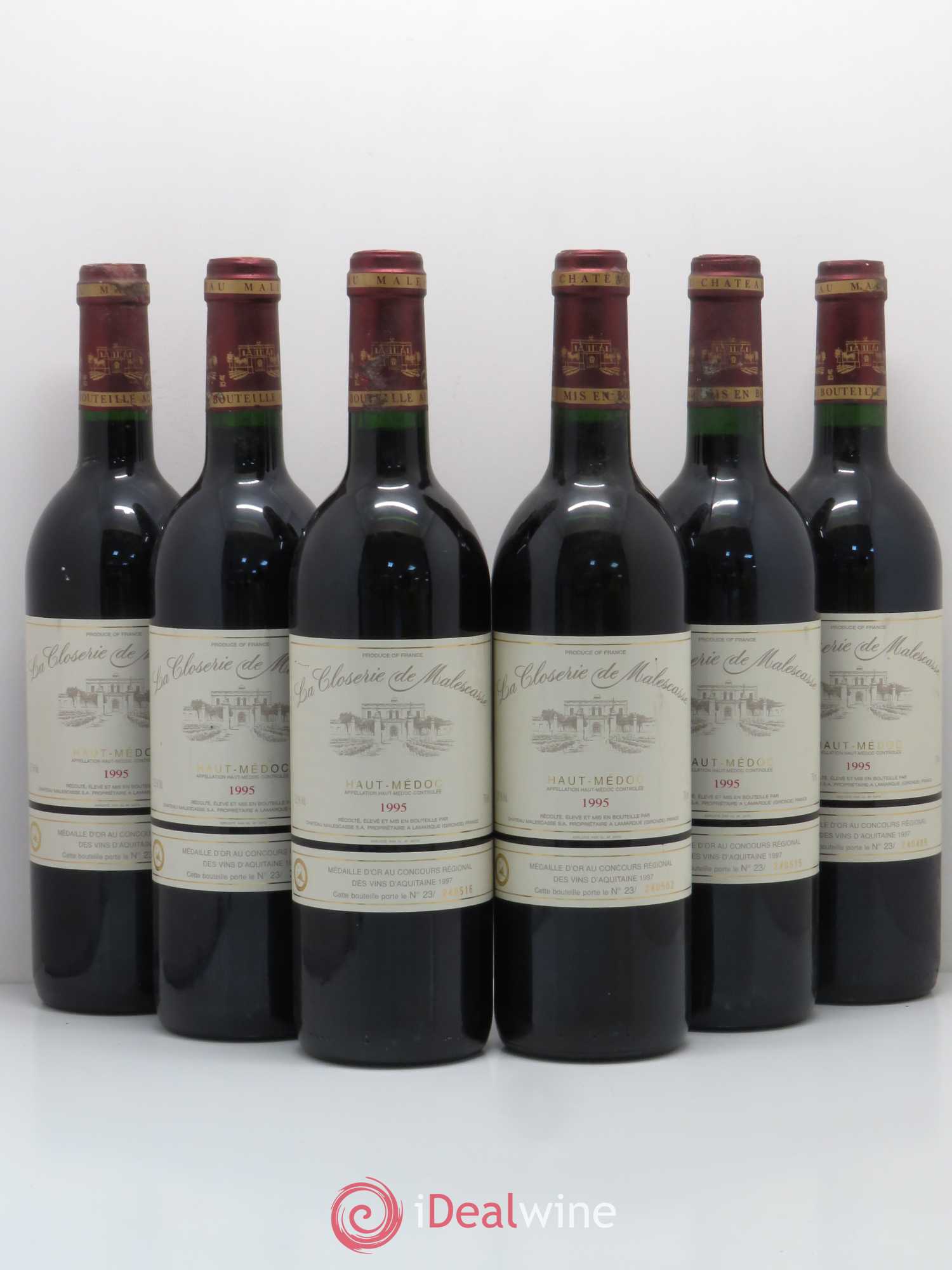 Bordeaux Haut Médoc La Closerie De Malescasse 1995 - Posten von 6 Flaschen - 0