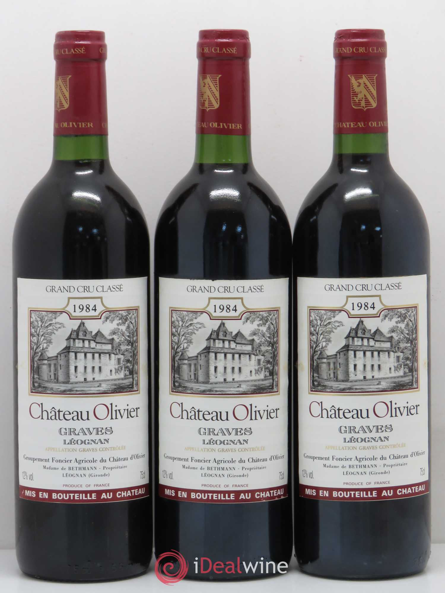 Château Olivier Cru Classé de Graves 1984 - Lot de 3 bouteilles - 0