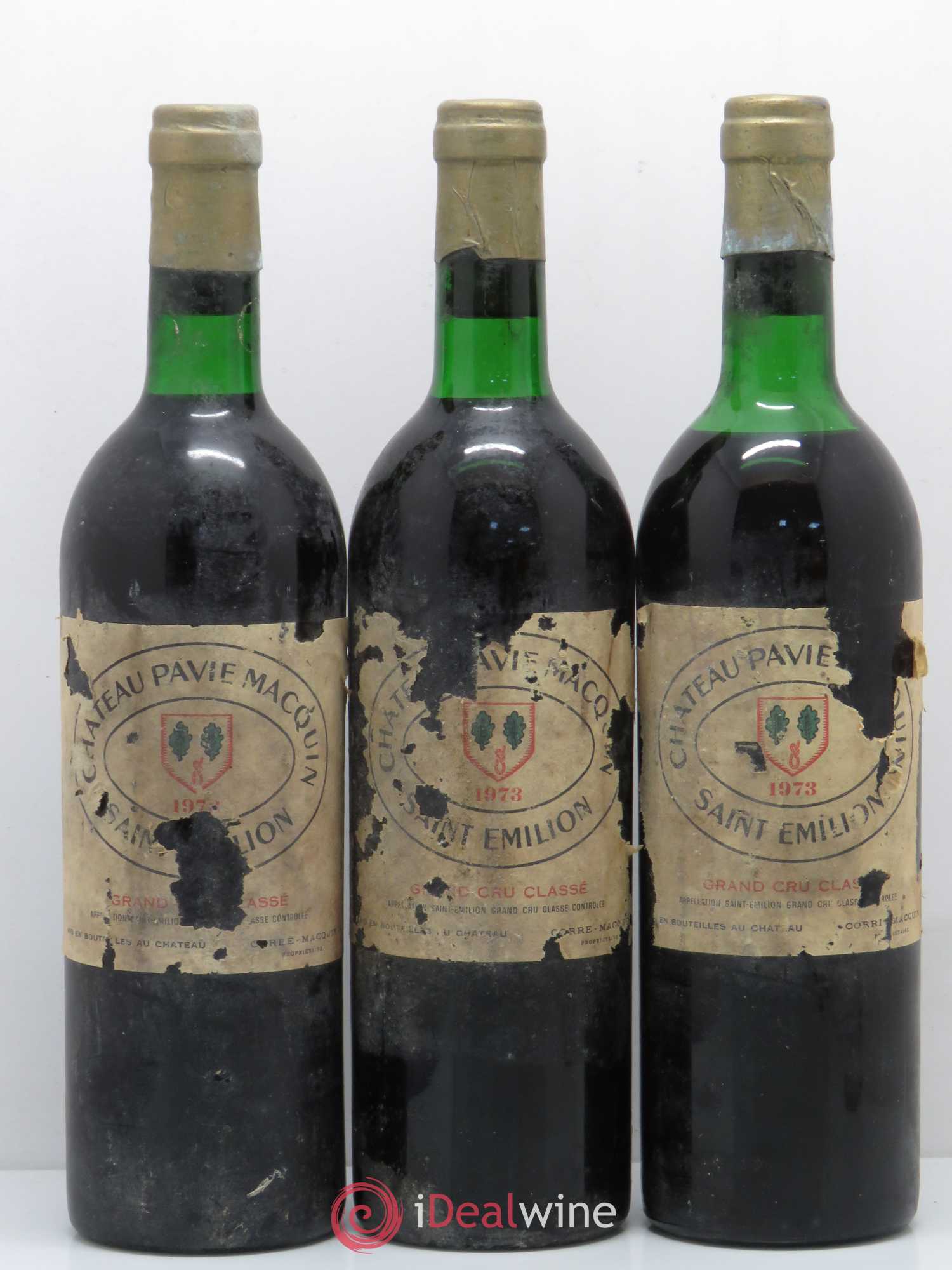 Château Pavie Macquin 1er Grand Cru Classé B 1973 - Lot de 3 bouteilles - 0