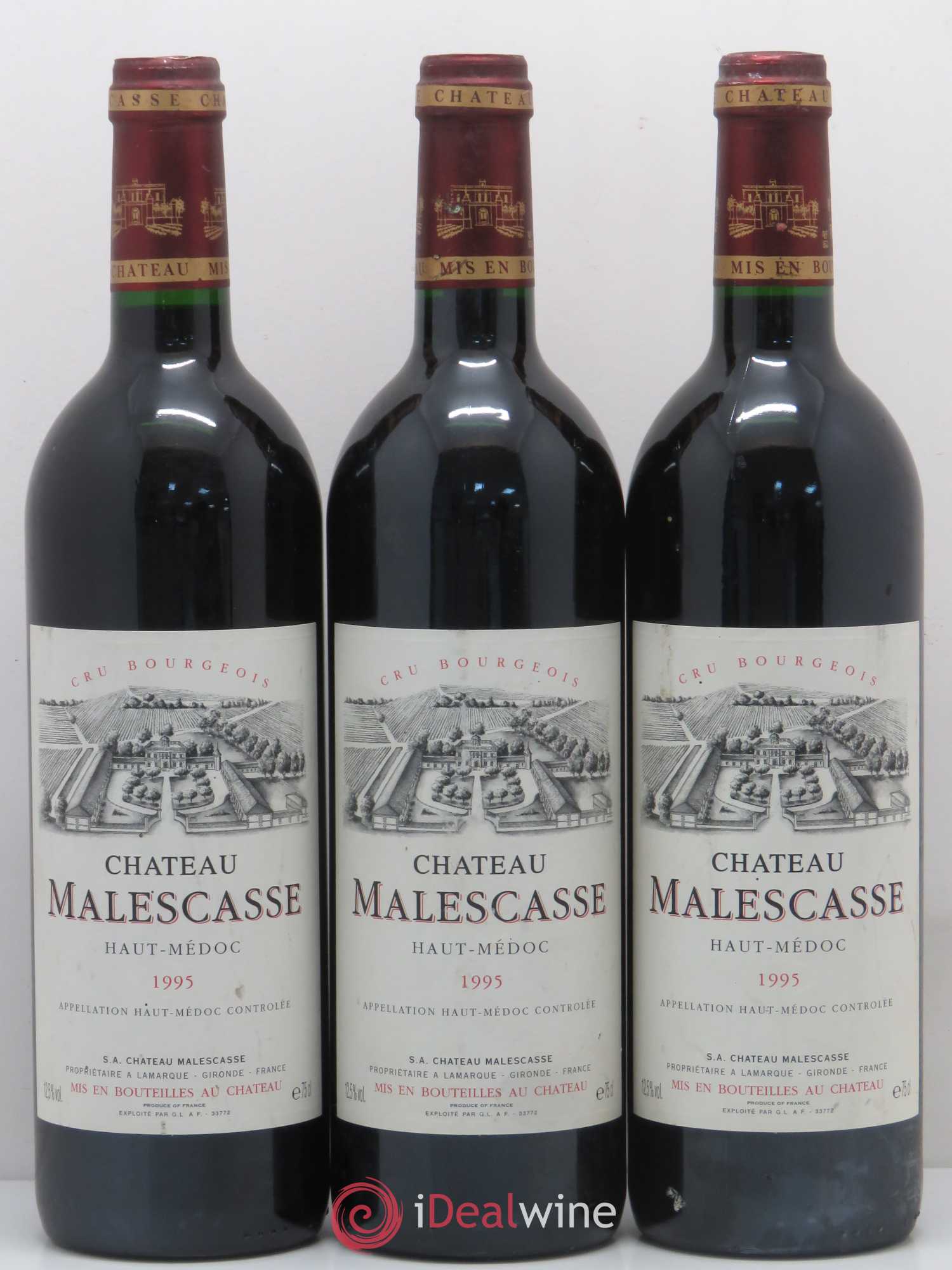 Château Malescasse Cru Bourgeois Exceptionnel 1995 - Lot de 3 bouteilles - 0