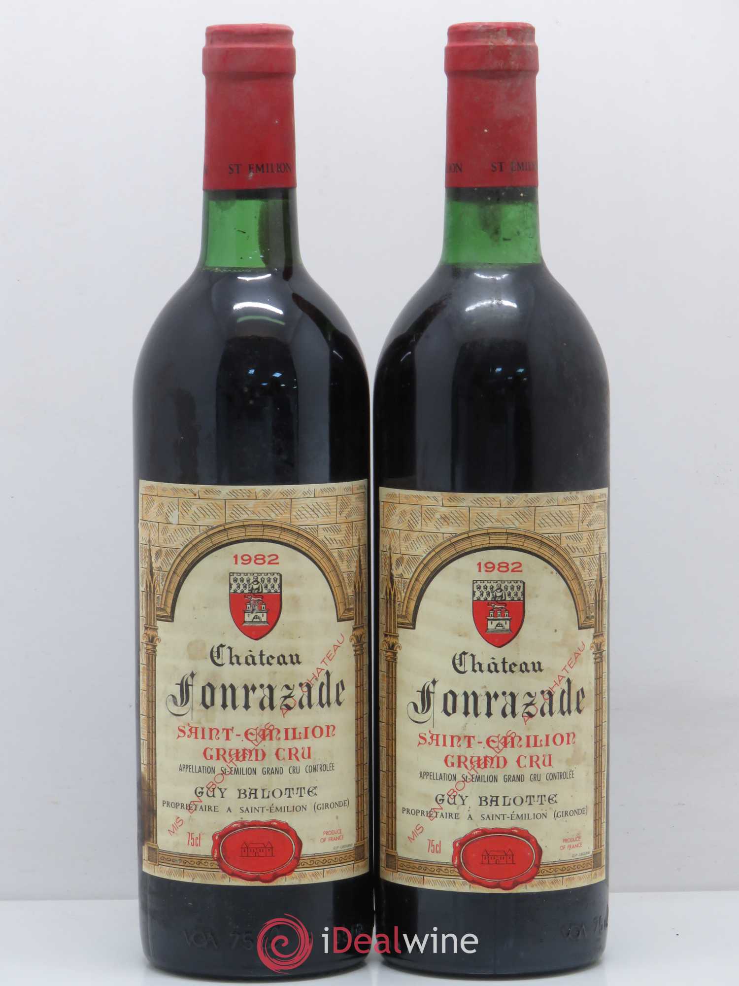 Saint-Émilion Château Fonrazade 1982 - Lot de 2 bouteilles - 0