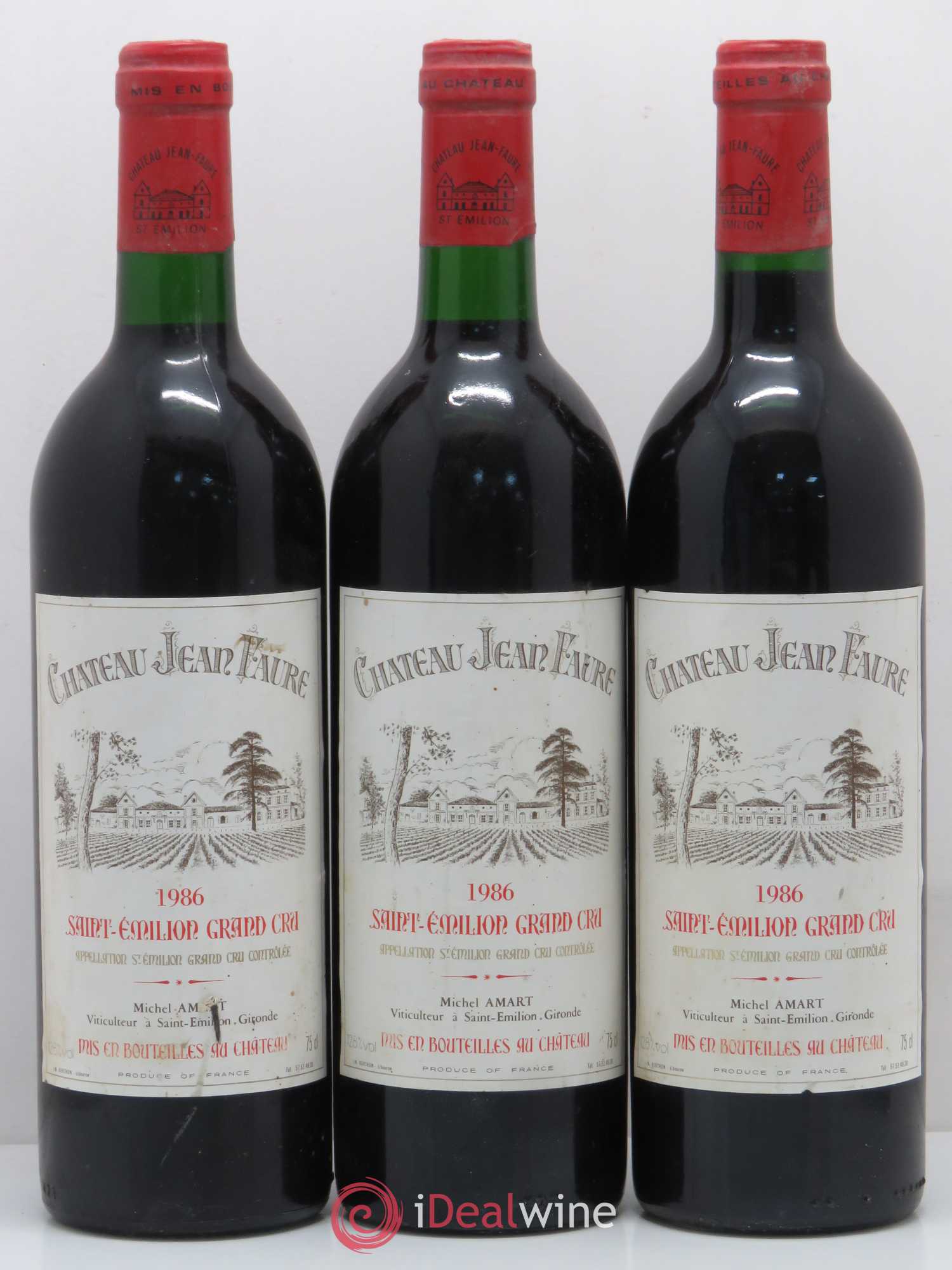 Château Jean Faure Grand Cru Classé 1986 - Lot de 3 bouteilles - 0