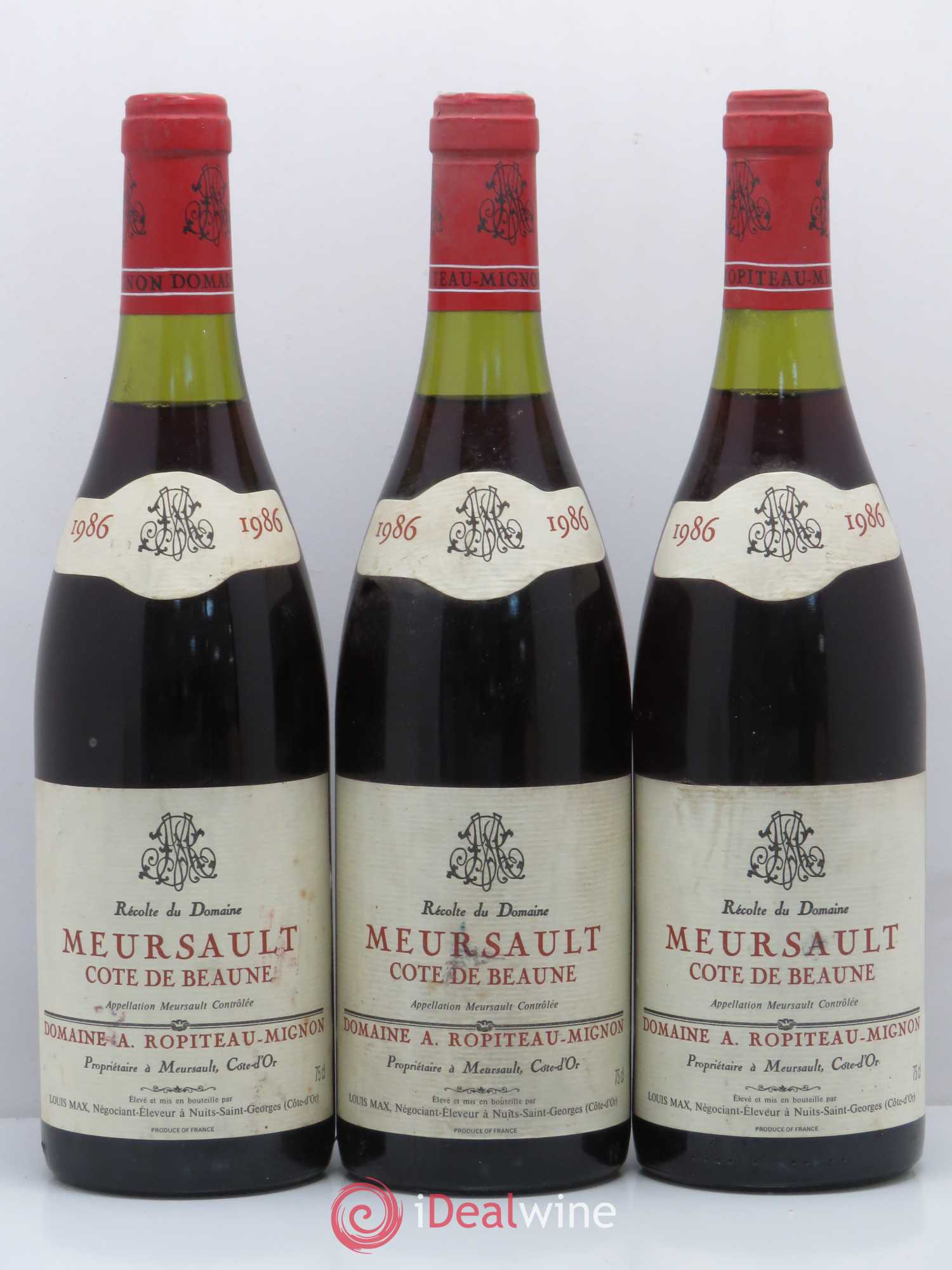 Bourgogne Meursault Côte de Beaune Ropiteau 1986 - Lot de 3 bouteilles - 0