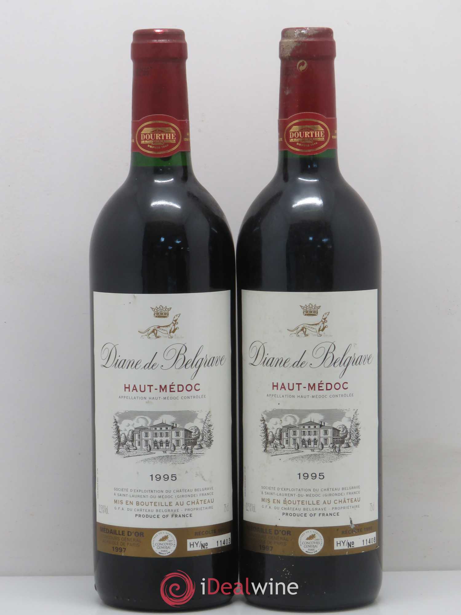 Haut Médoc Diane de Belgrave 1995 - Posten von 2 Flaschen - 0