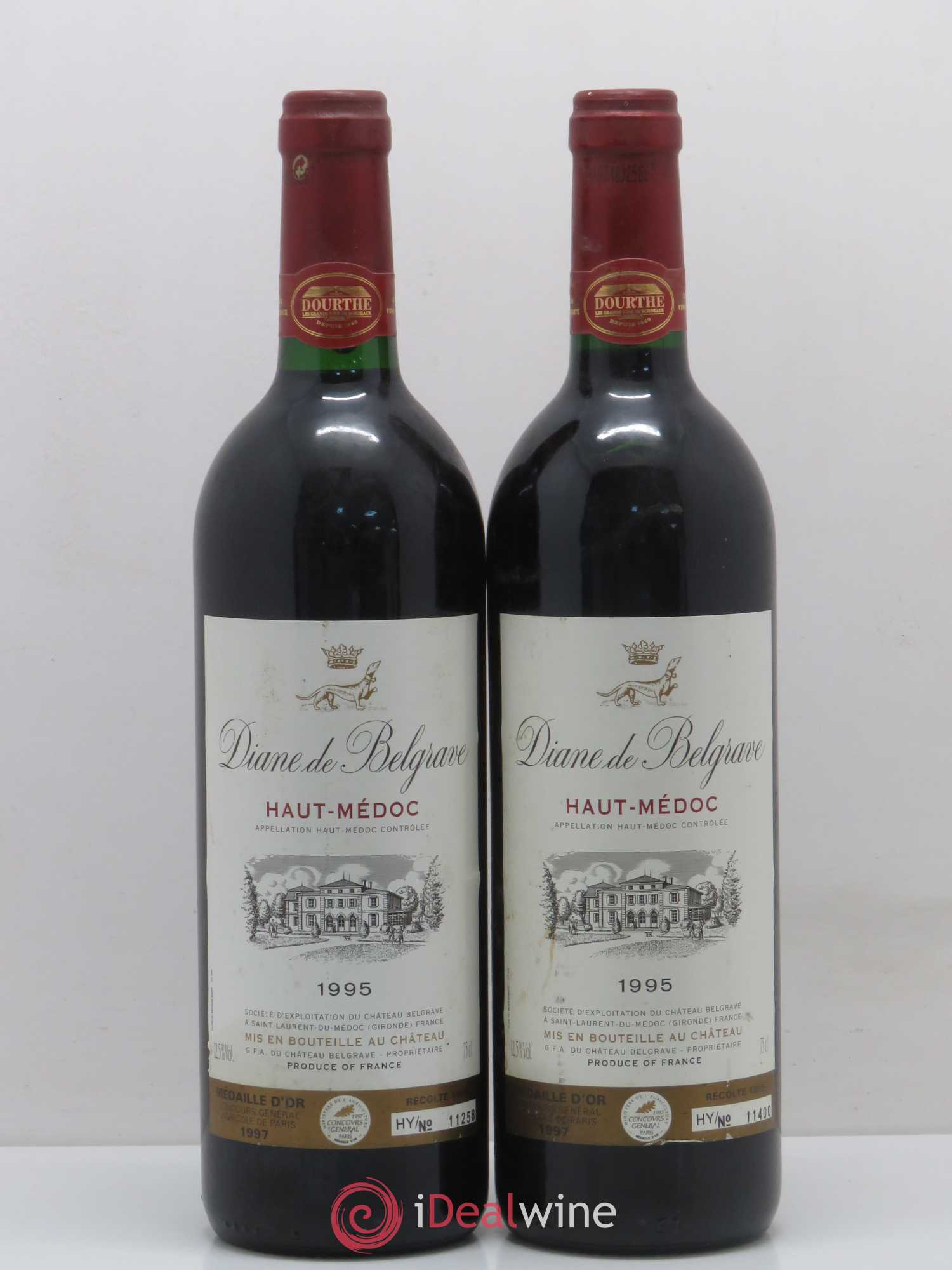 Bordeaux Haut Médoc Diane de Belgrave 1995 - Posten von 2 Flaschen - 0