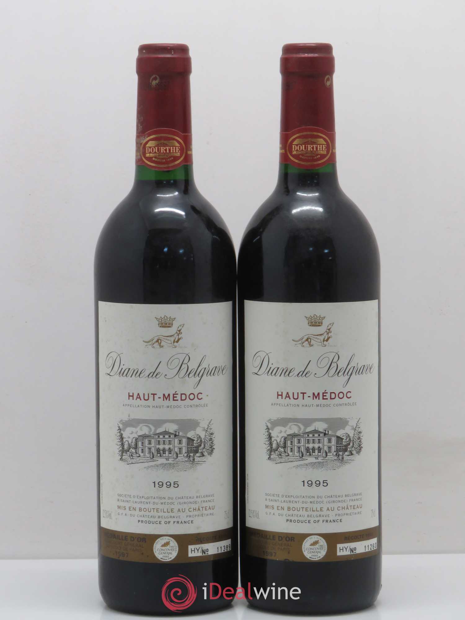 Bordeaux Haut Médoc Diane de Belgrave 1995 - Posten von 2 Flaschen - 0