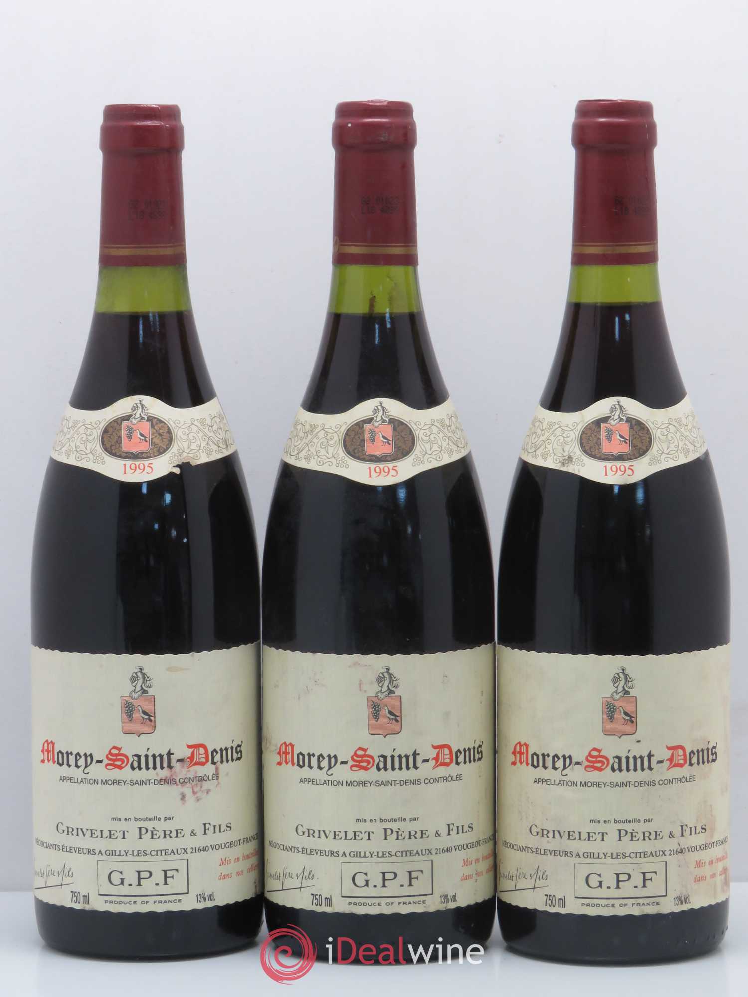 Morey-Saint-Denis Grivelet Père et Fils 1995 - Lot de 3 bouteilles - 0
