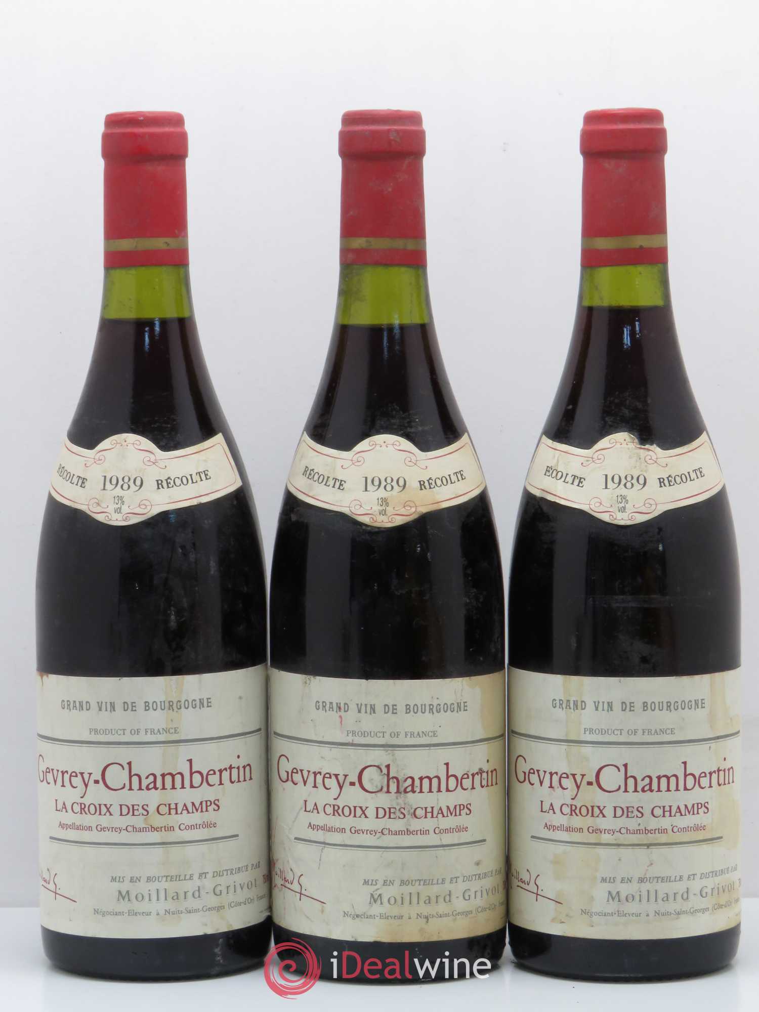 Gevrey-Chambertin La Croix Des Champs Moillard Grivot 1989 - Posten von 3 Flaschen - 0