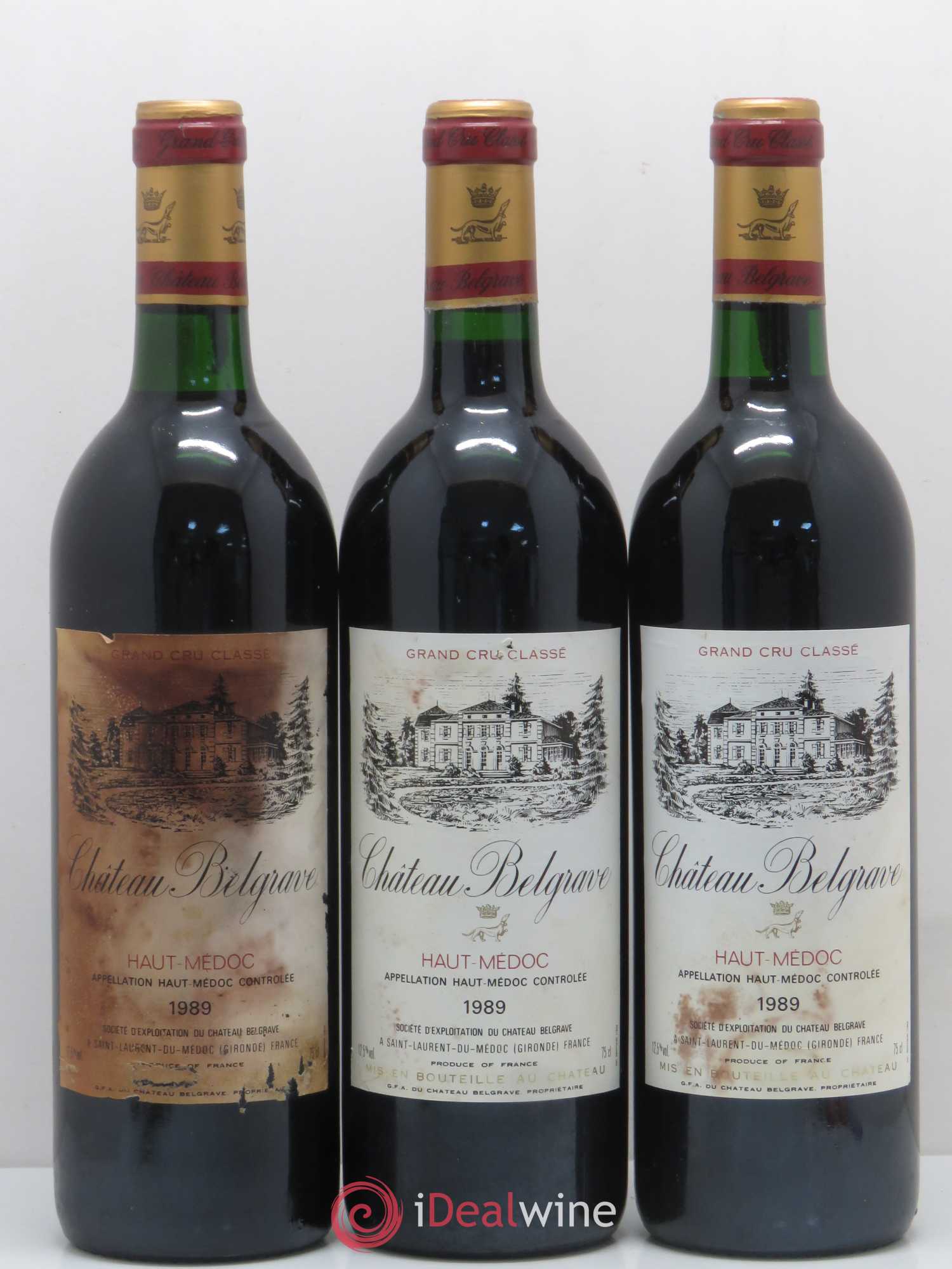 Château Bellegrave Cru Bourgeois 1989 - Lot de 3 bouteilles - 0