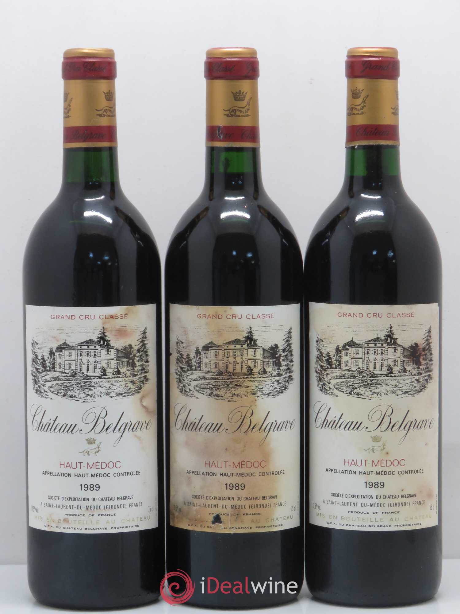 Château Bellegrave Cru Bourgeois 1989 - Lot de 3 bouteilles - 0