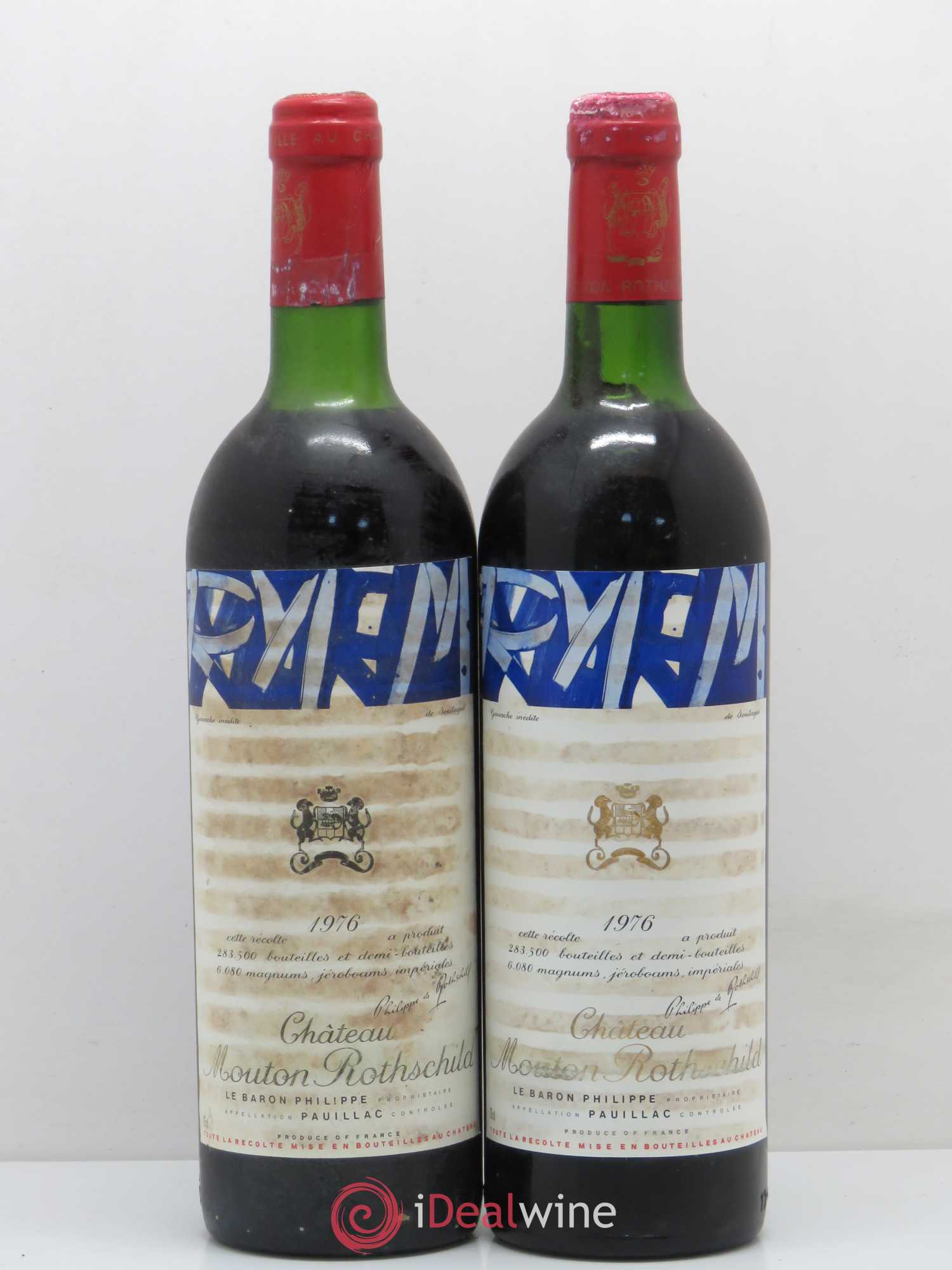 Château Mouton Rothschild 1er Grand Cru Classé 1976 - Lot de 2 bouteilles - 0