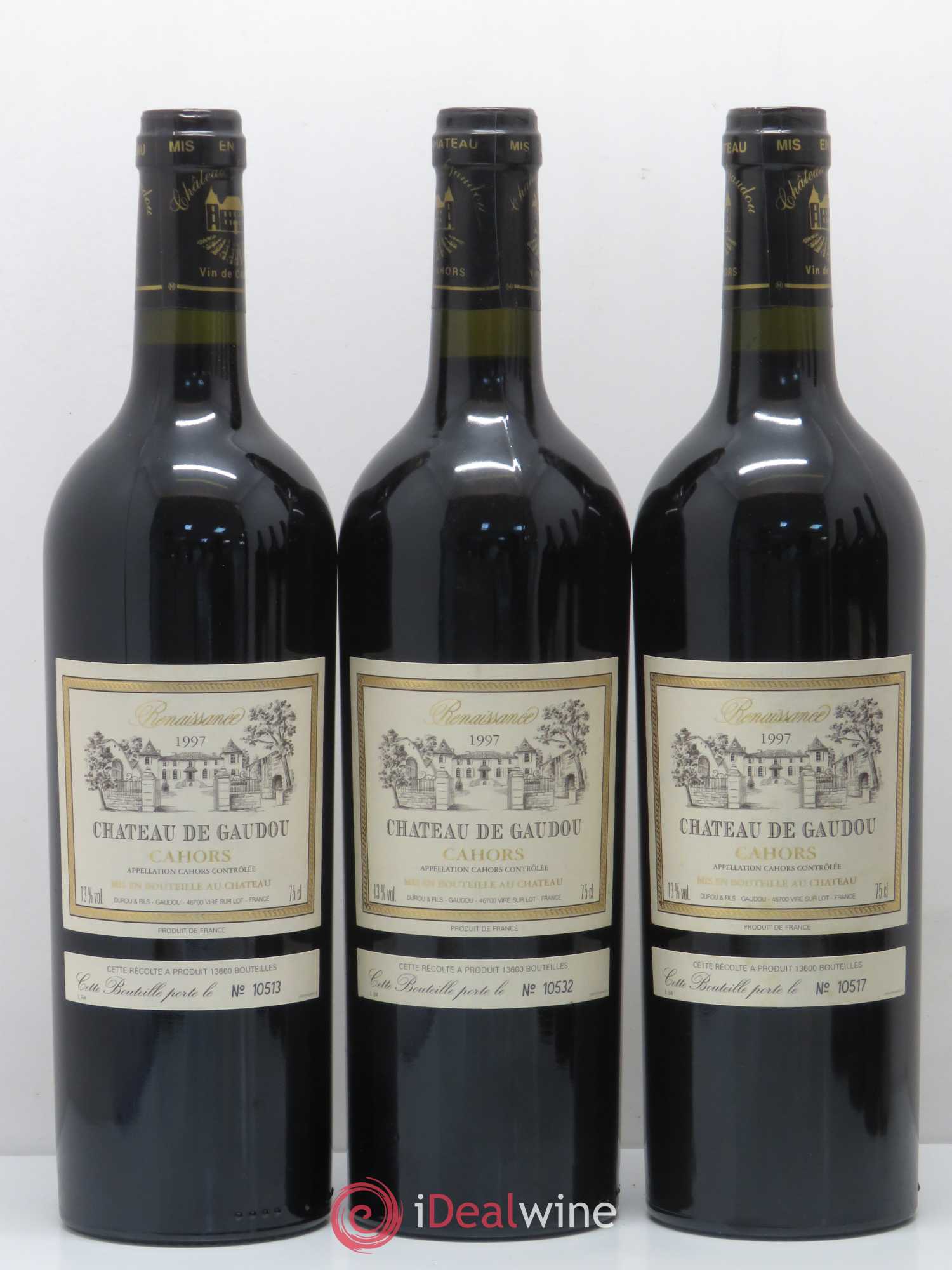 Cahors Château de Gaudou Renaissance 1997 - Lot de 6 bouteilles - 1