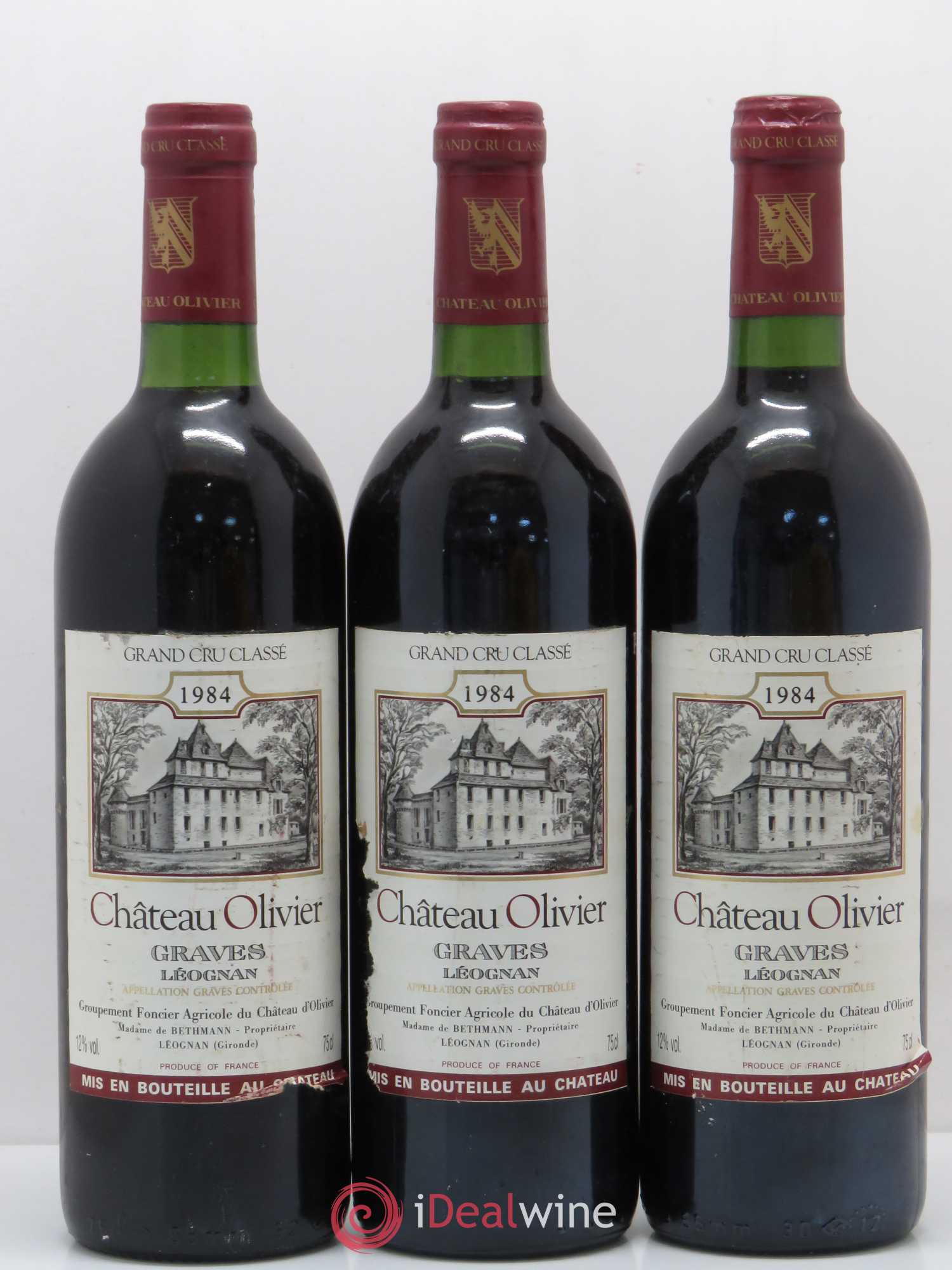 Château Olivier Cru Classé de Graves 1984 - Lot de 3 bouteilles - 0