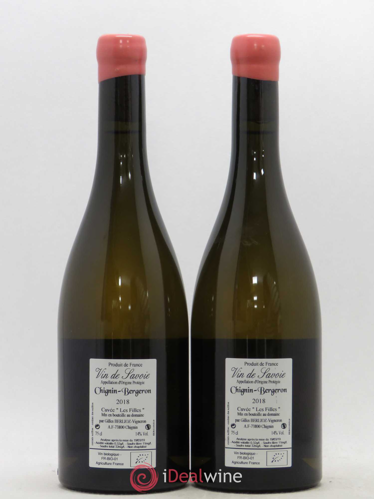 Vin de Savoie Chignin-Bergeron Les Filles Gilles Berlioz (sans prix de réserve) 2018 - Lot de 2 bouteilles - 1
