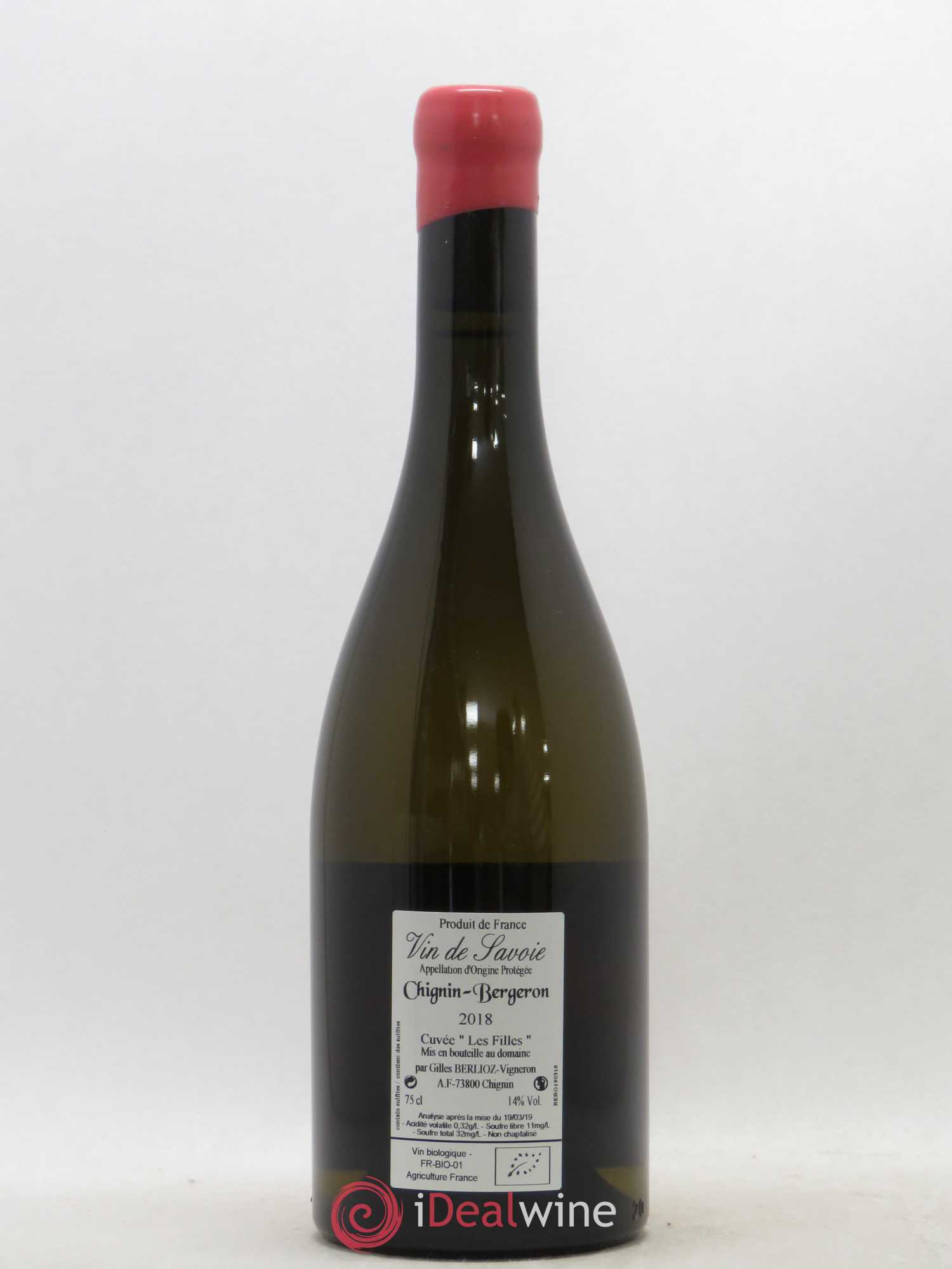 Vin de Savoie Chignin-Bergeron Les Filles Gilles Berlioz (sans prix de réserve) 2018 - Lot de 1 bouteille - 1