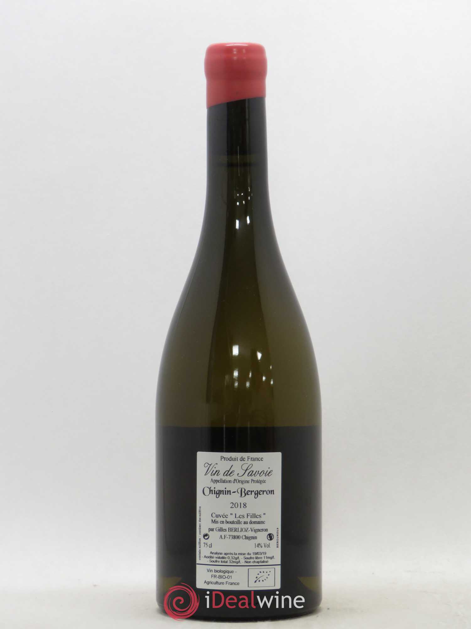 Vin de Savoie Chignin-Bergeron Les Filles Gilles Berlioz (sans prix de réserve) 2018 - Lot de 1 bouteille - 1