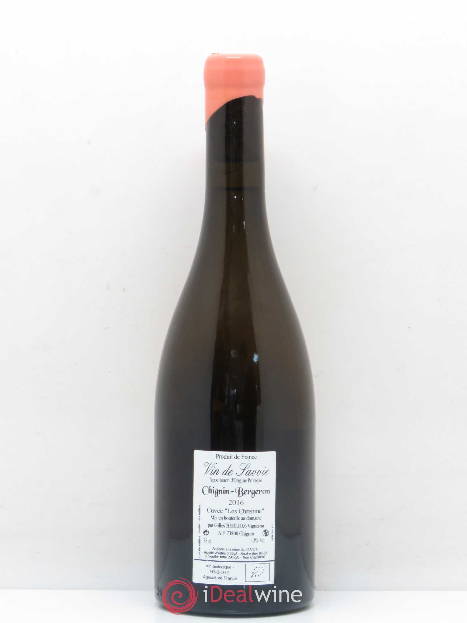 Vin de Savoie Chignin Gilles Berlioz Les Christine (sans prix de réserve) 2016 - Posten von 1 Flasche - 1